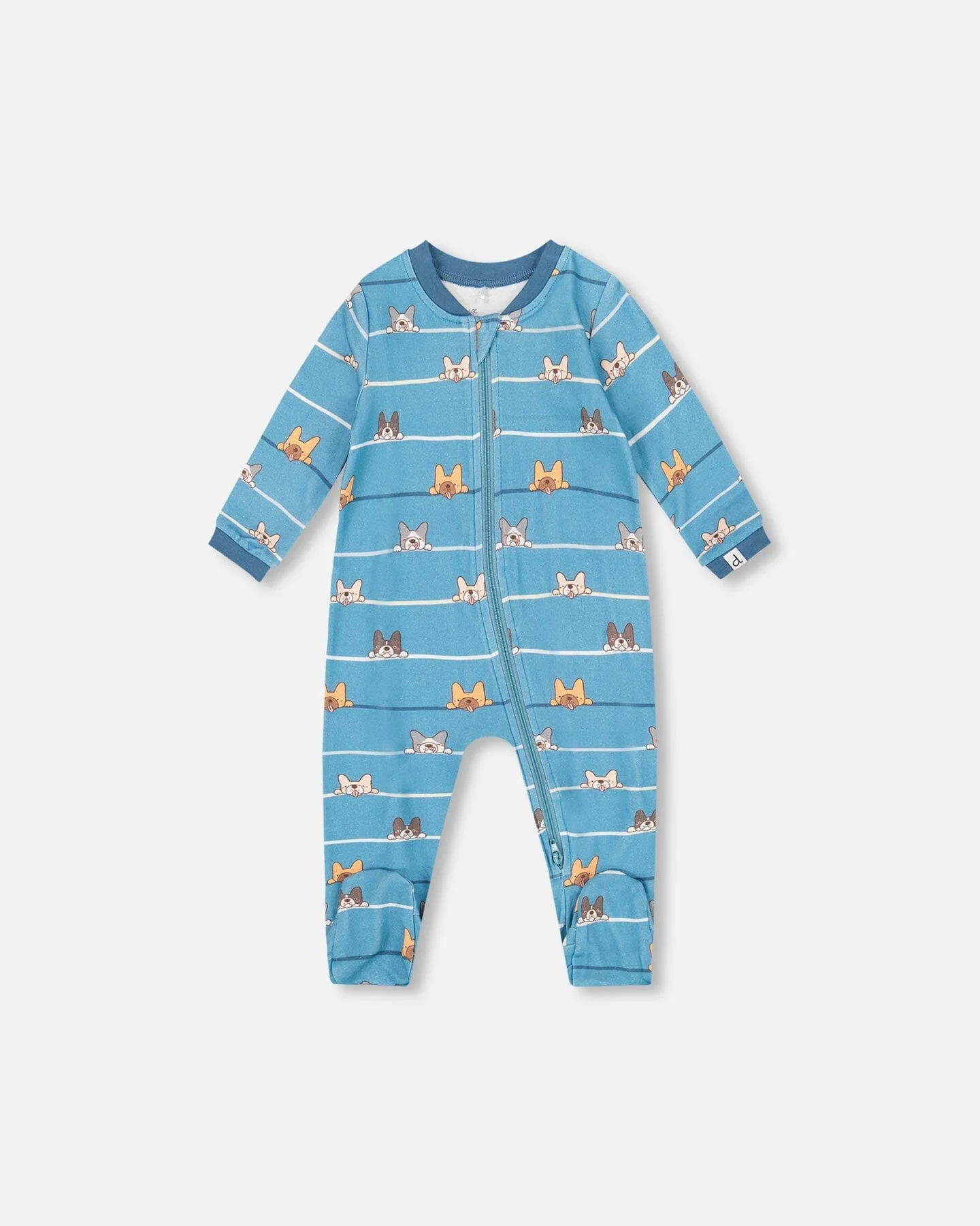 One-Piece Organic Cotton Pajama Blue Dog Print