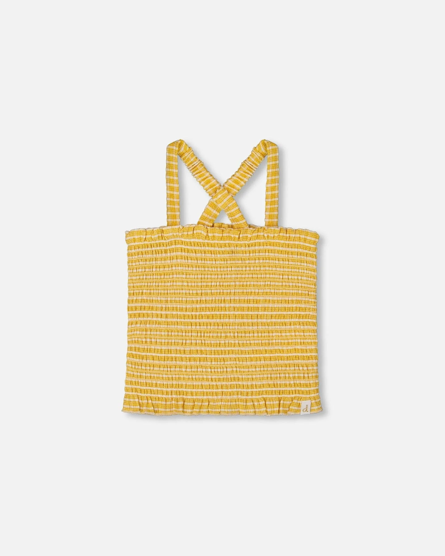 Smocked Tank Top Pale Yellow And White