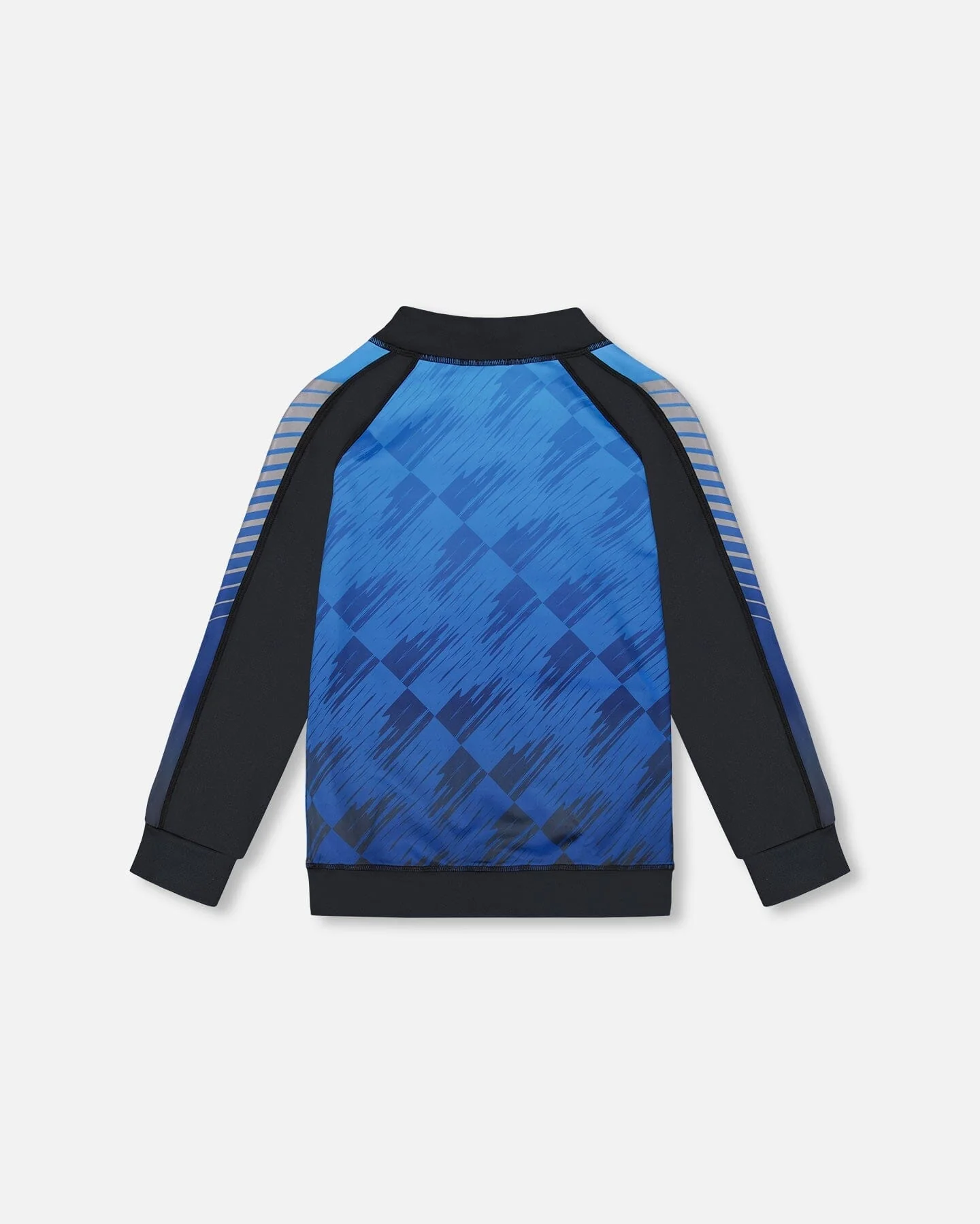 Printed Full Zip Athletic Cardigan Blue And Black