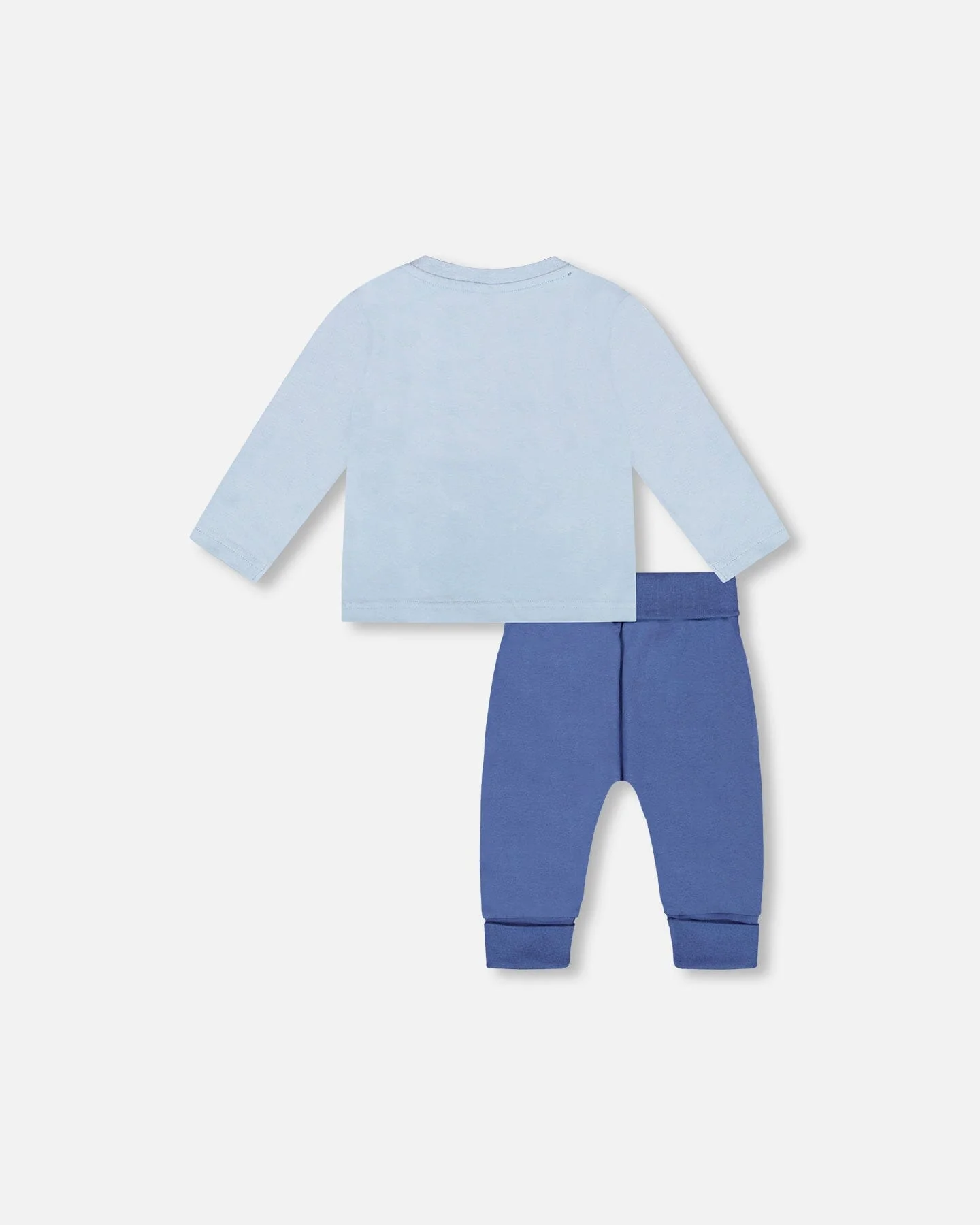Organic Cotton Jersey Two-Piece Top And Pant Set Blue