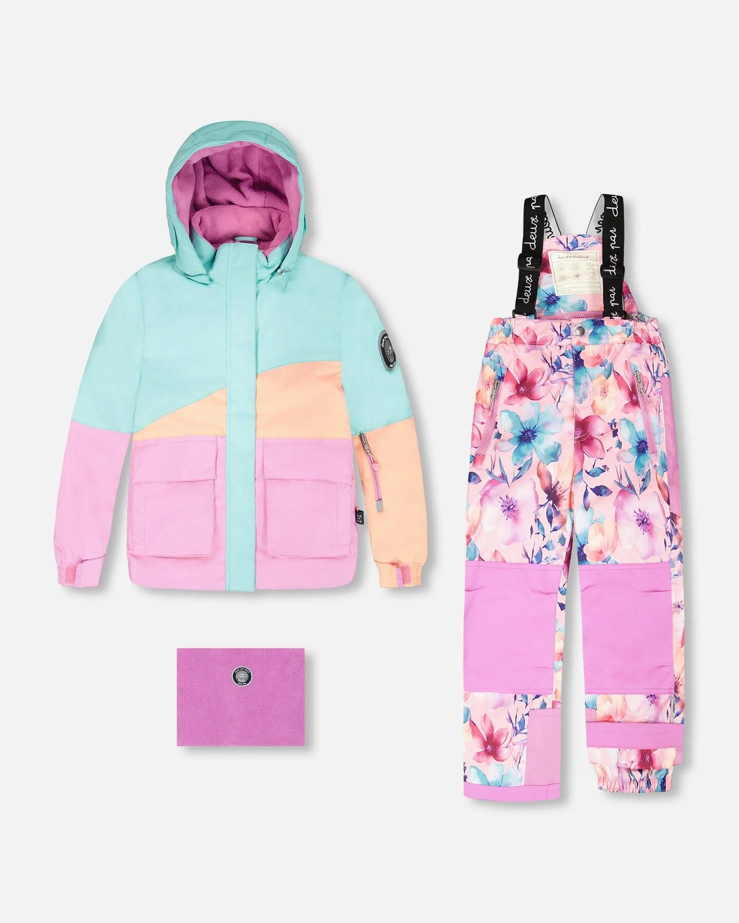 Two-Piece Play Snowsuit Pink Watercolor Flower Print