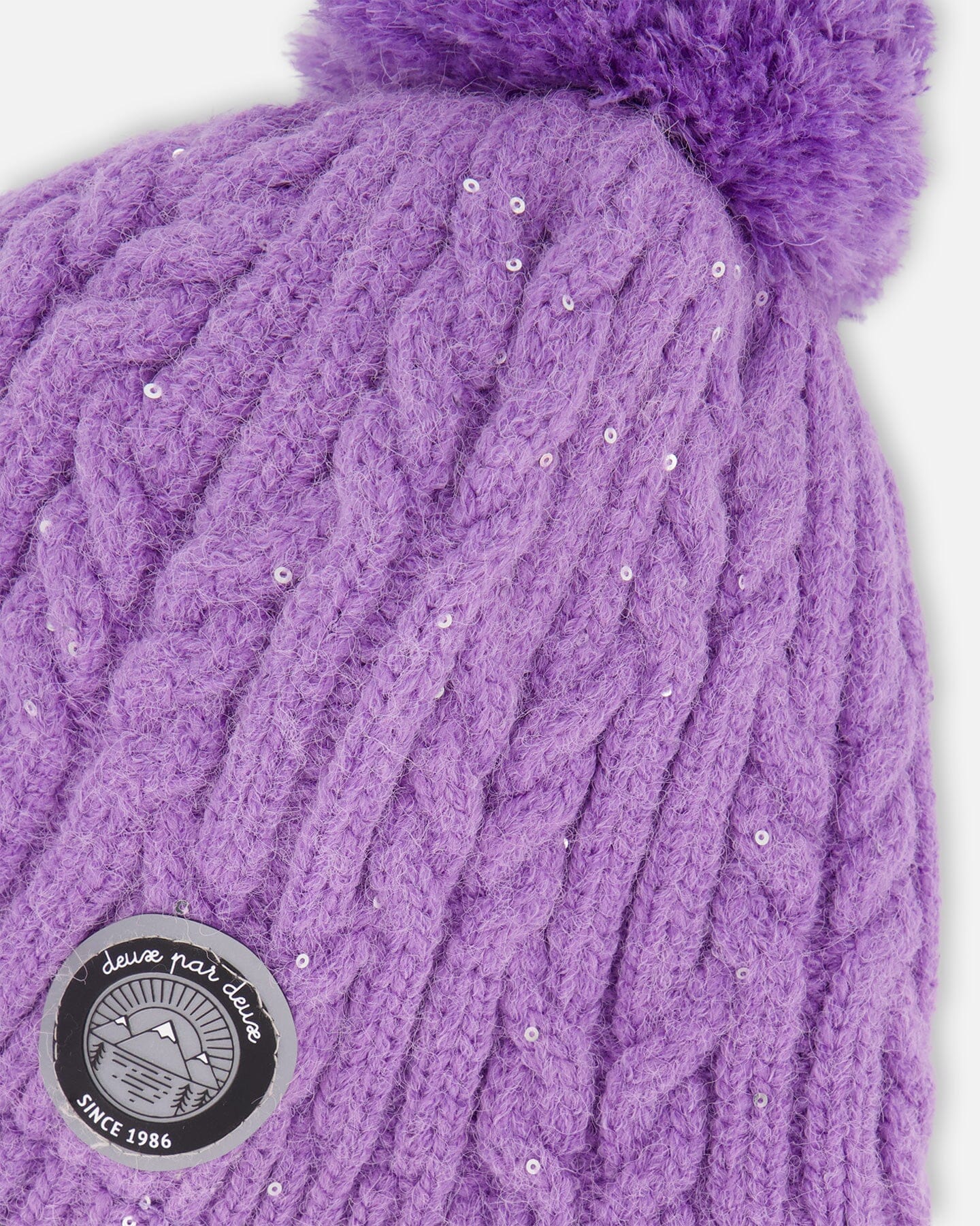 Lined Winter Hat With Pompom Lavender