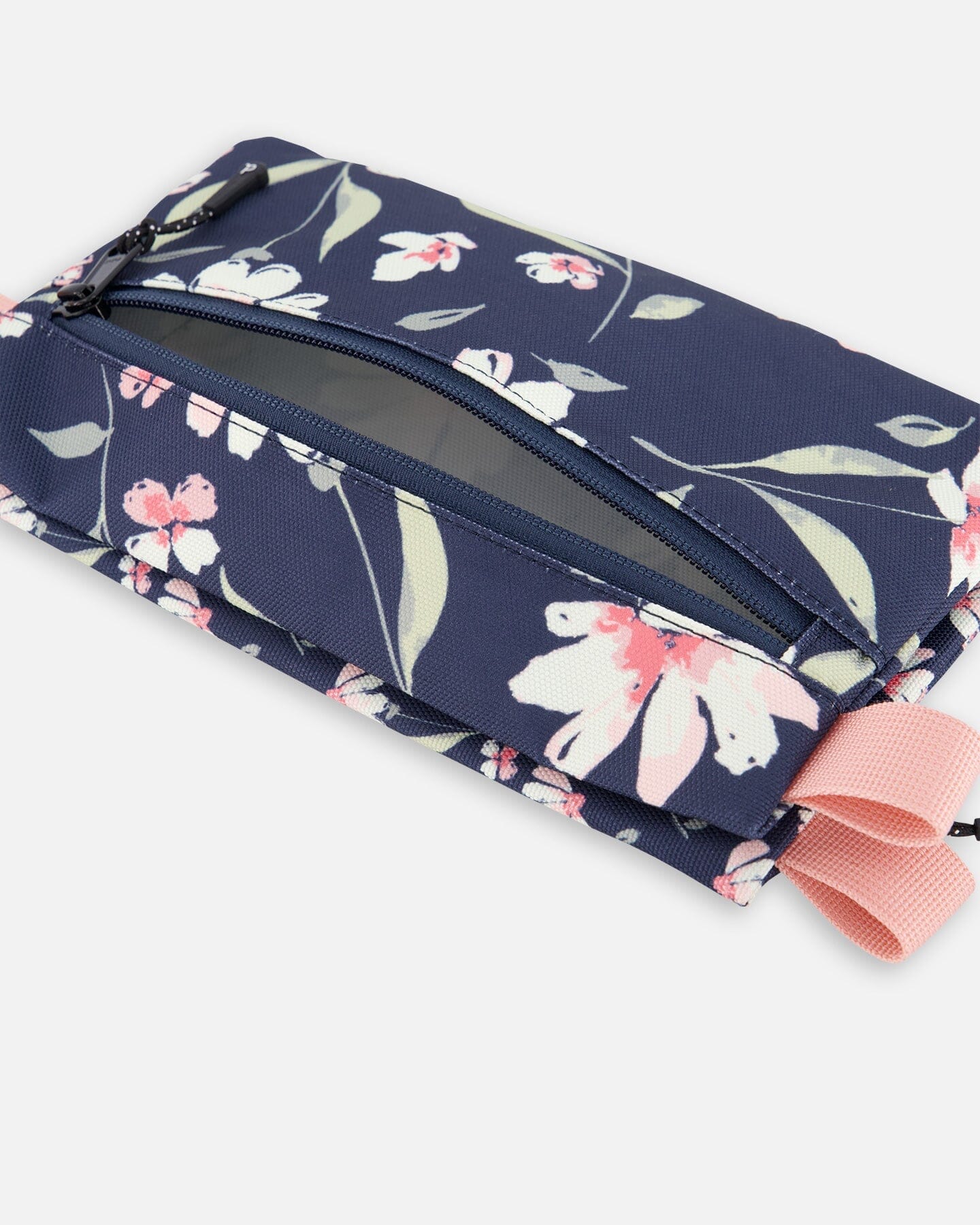 Double Pencil Case Navy Flower Print