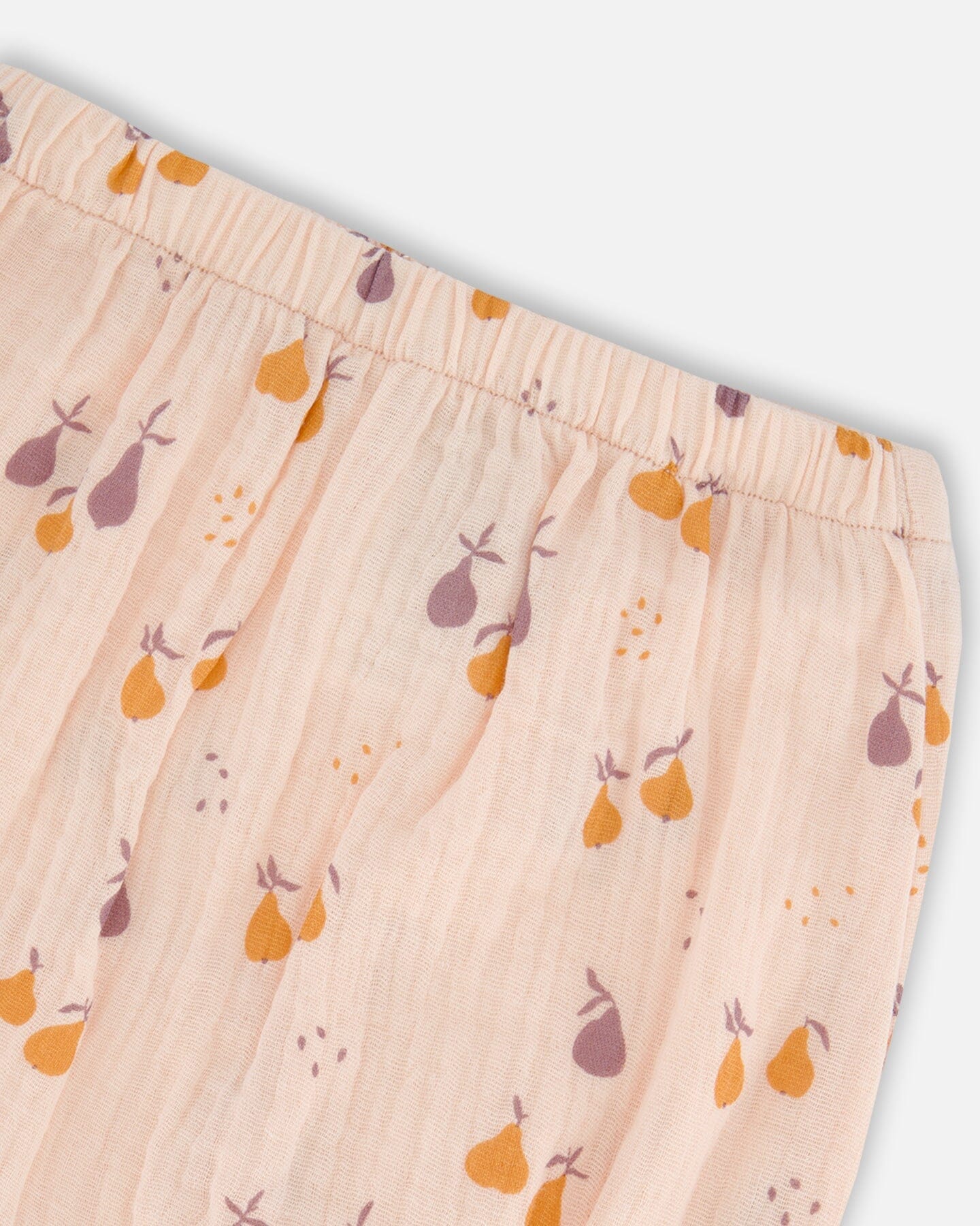 Printed Muslin Top And Bloomer Set Peach With Pears