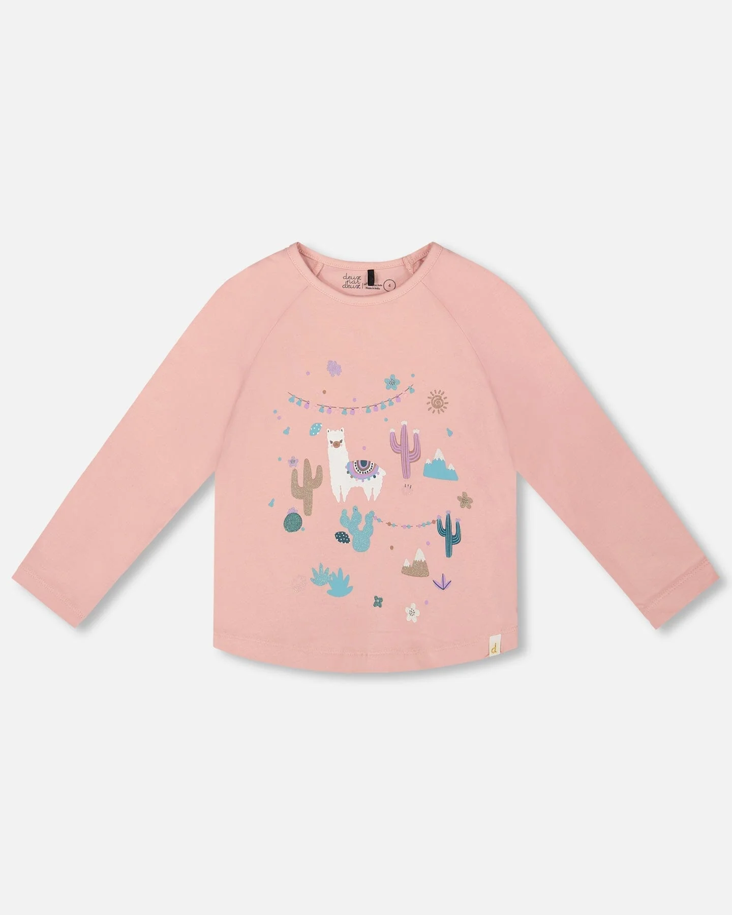 Organic Cotton T-Shirt Dusty Pink With Llama