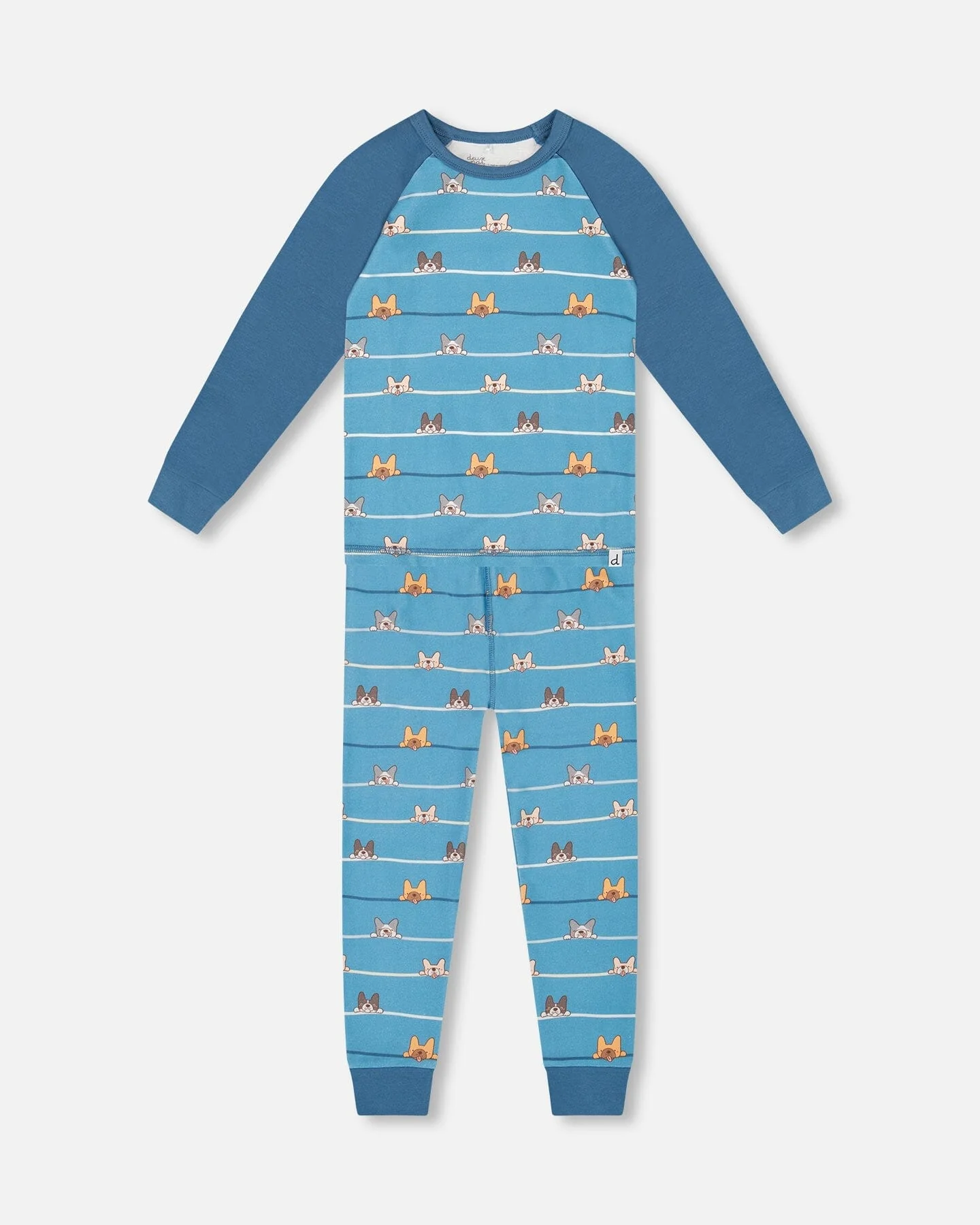 Two-Piece Organic Cotton Pajama Set Blue Dog Print