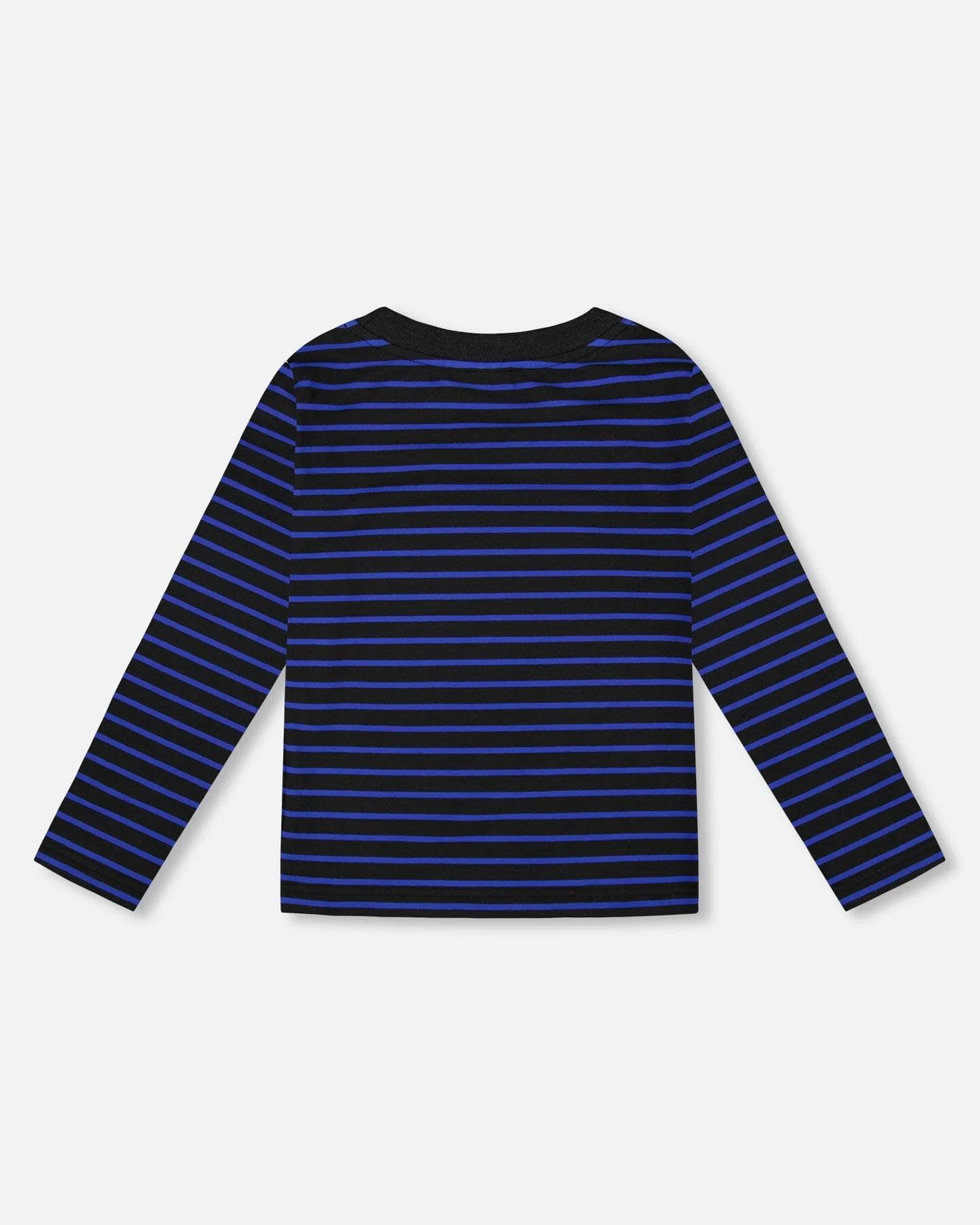Long Sleeve Brushed Jersey Striped Tee Black