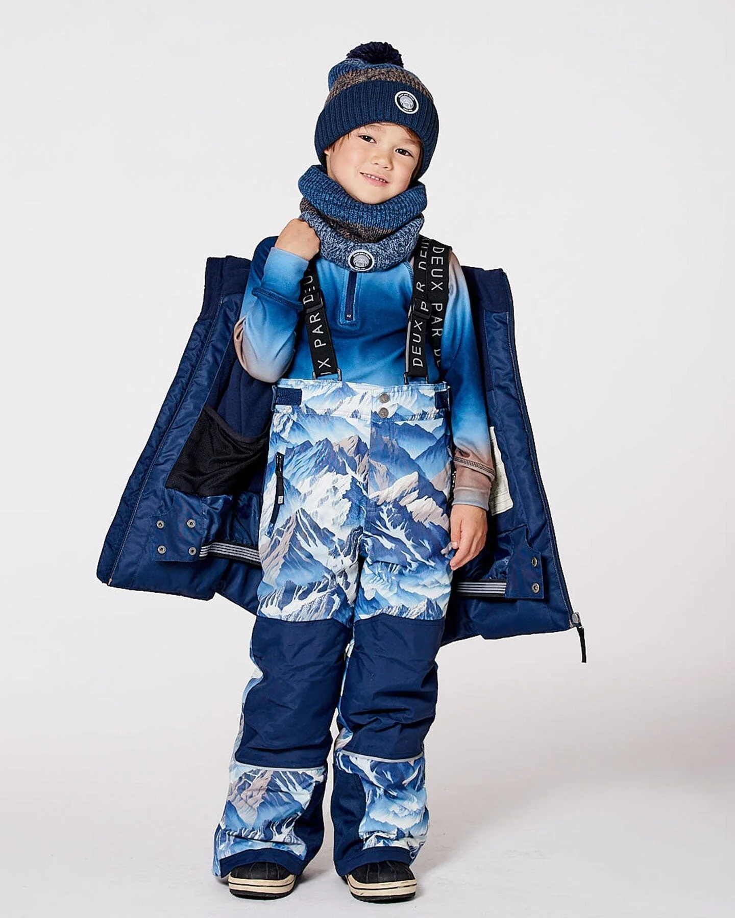 Lined Knit Neckwarmer Taupe And Navy