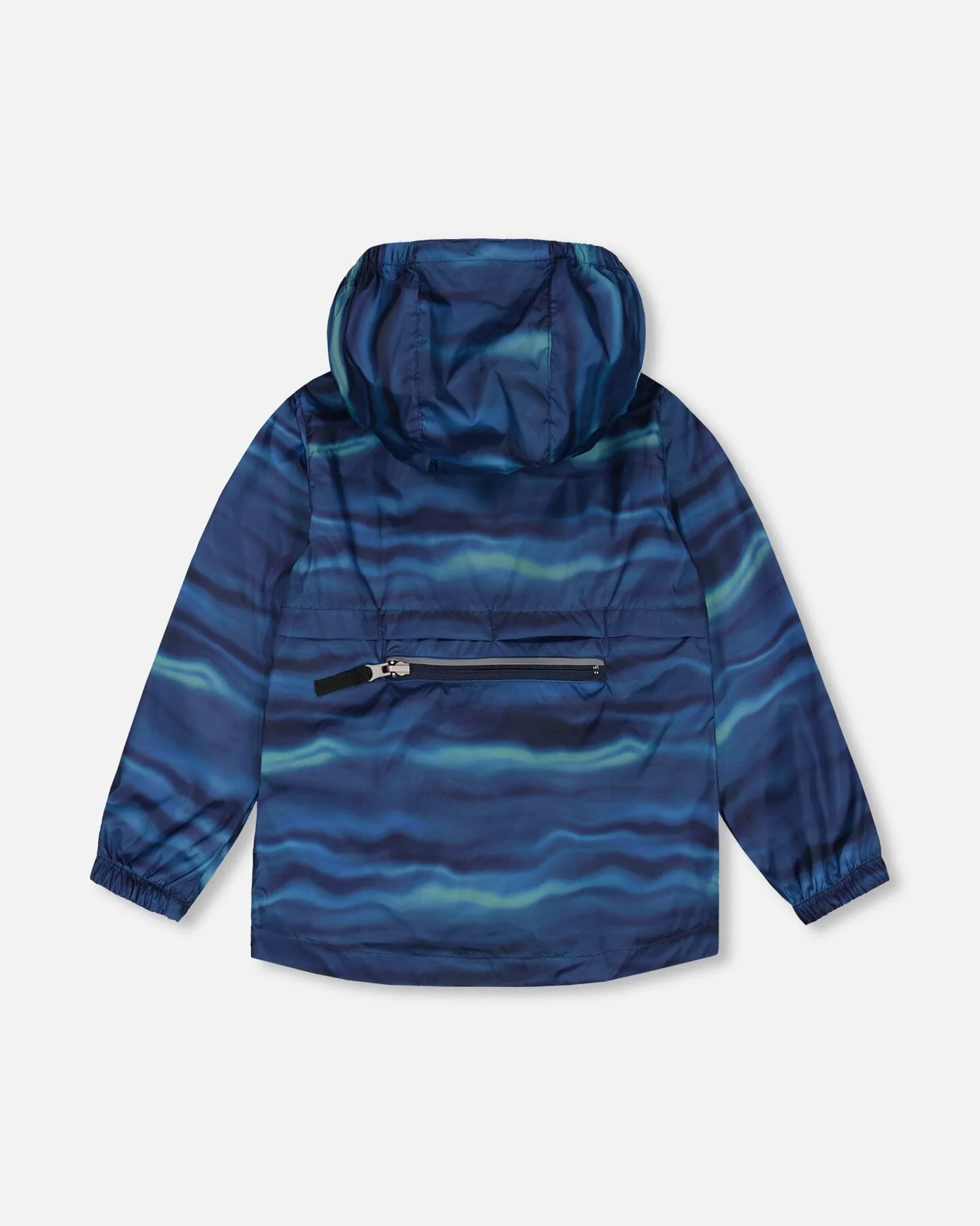 Printed Packable Windbreaker Blue Wave And Black