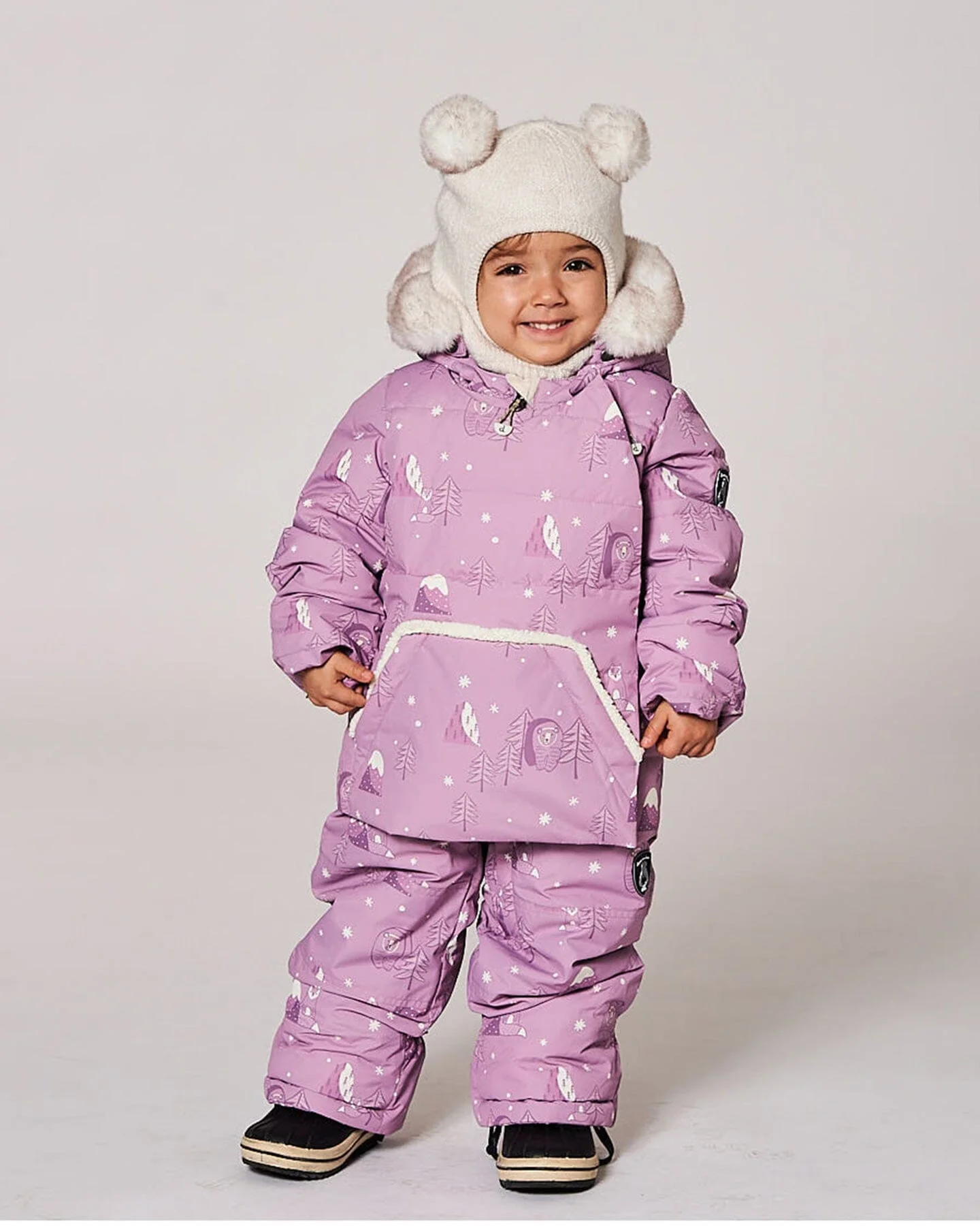 Two-Piece Baby Snug Snowsuit Purple Bear Print