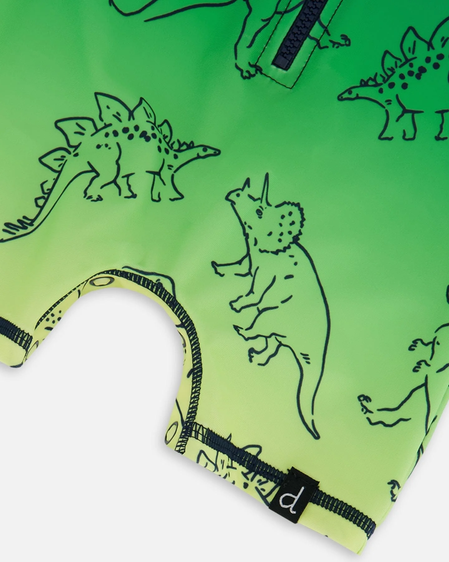 Printed Long Sleeve One-Piece Rashguard Vibrant Blue And Green Dino