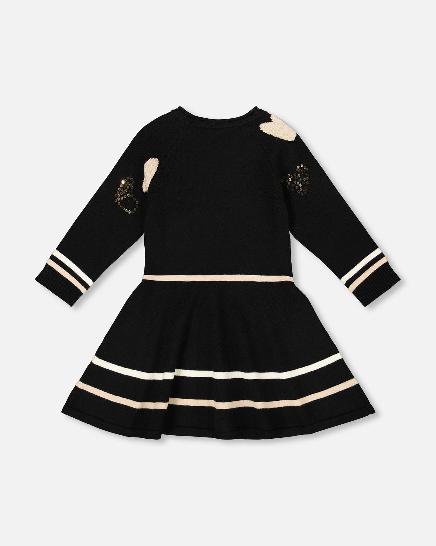 Knit Dress Black With Glittery Heart Motifs