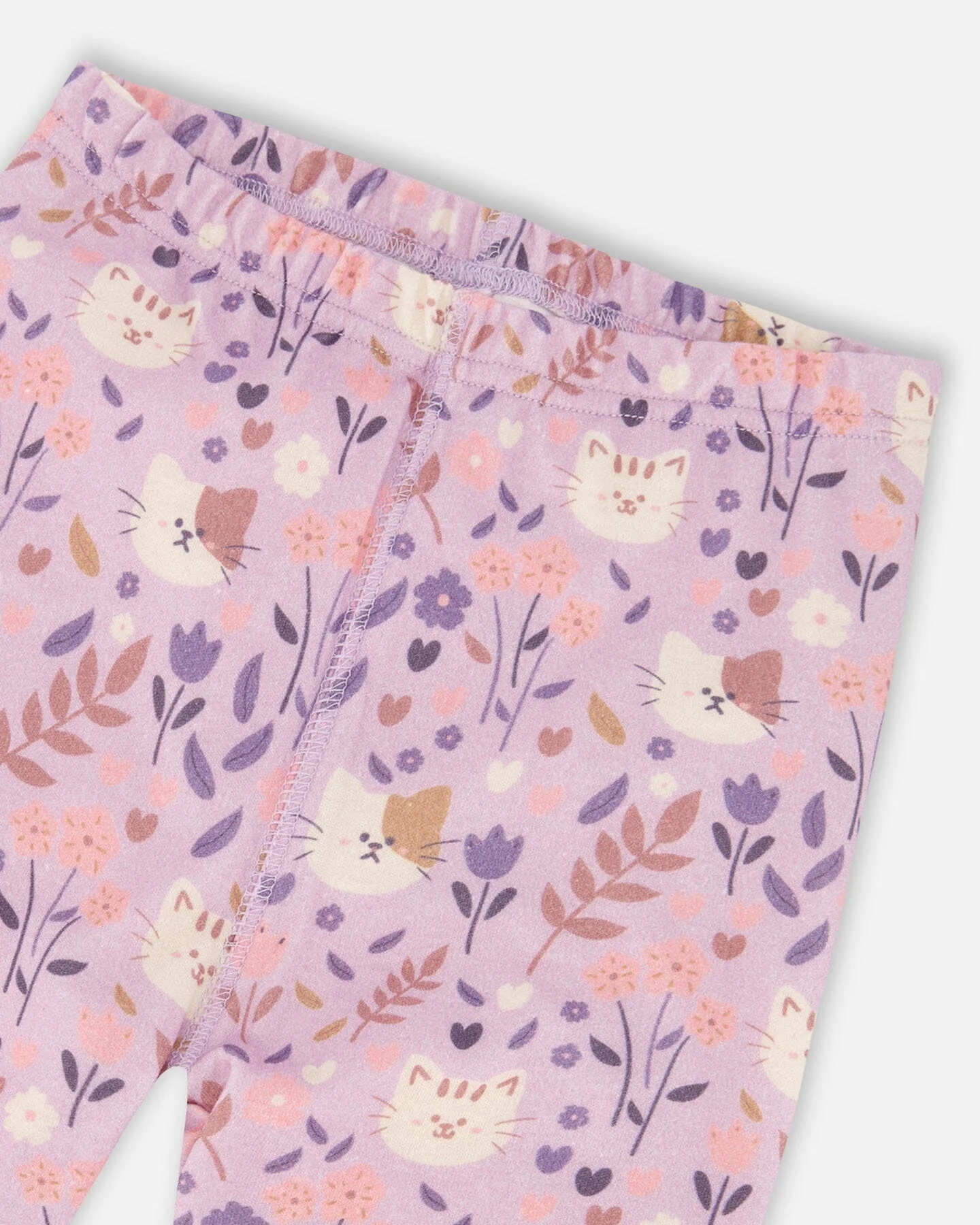 Organic Cotton Two-Piece Pajamas Lilac Cat Print