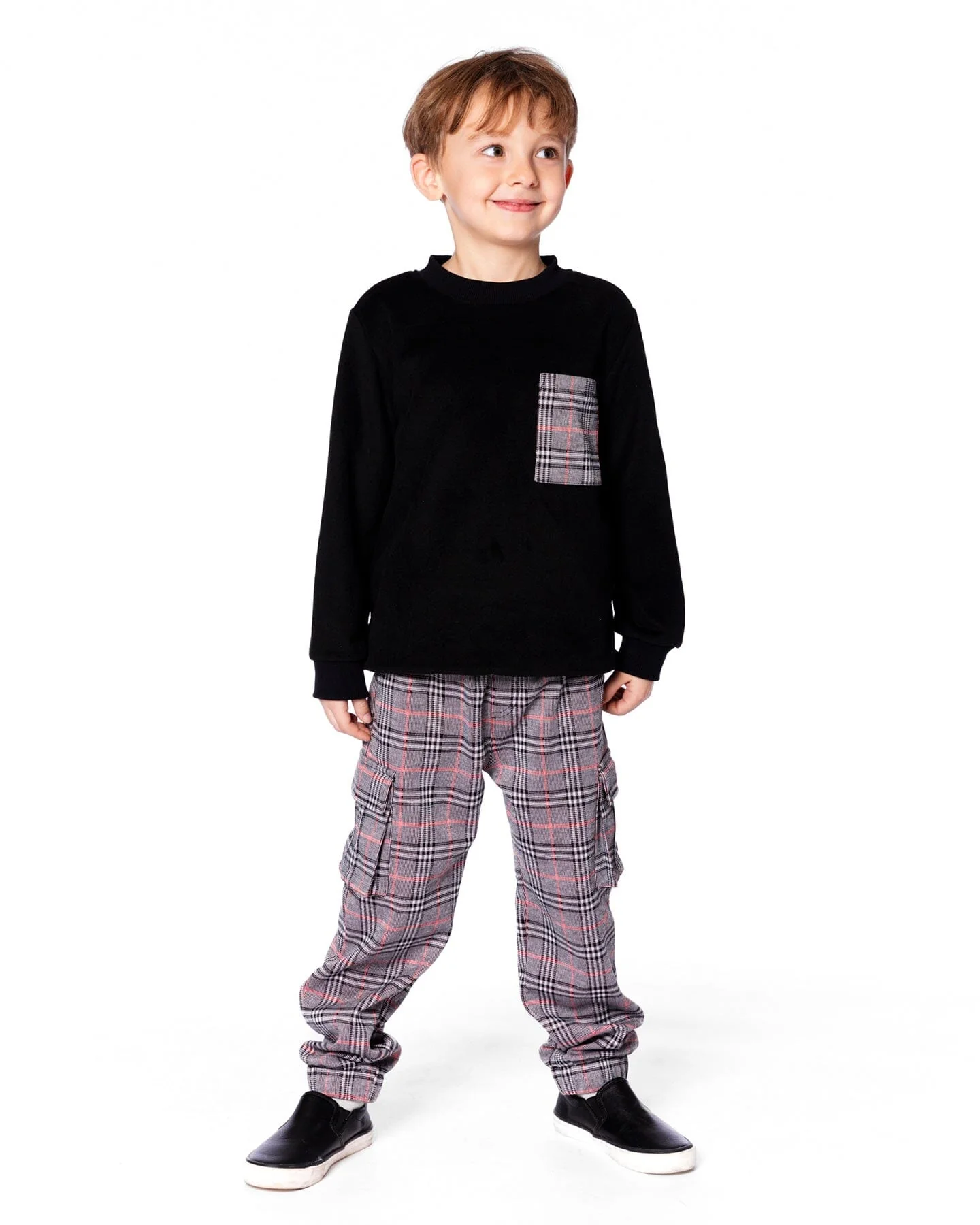 Plaid Cargo Pant Gray And Black