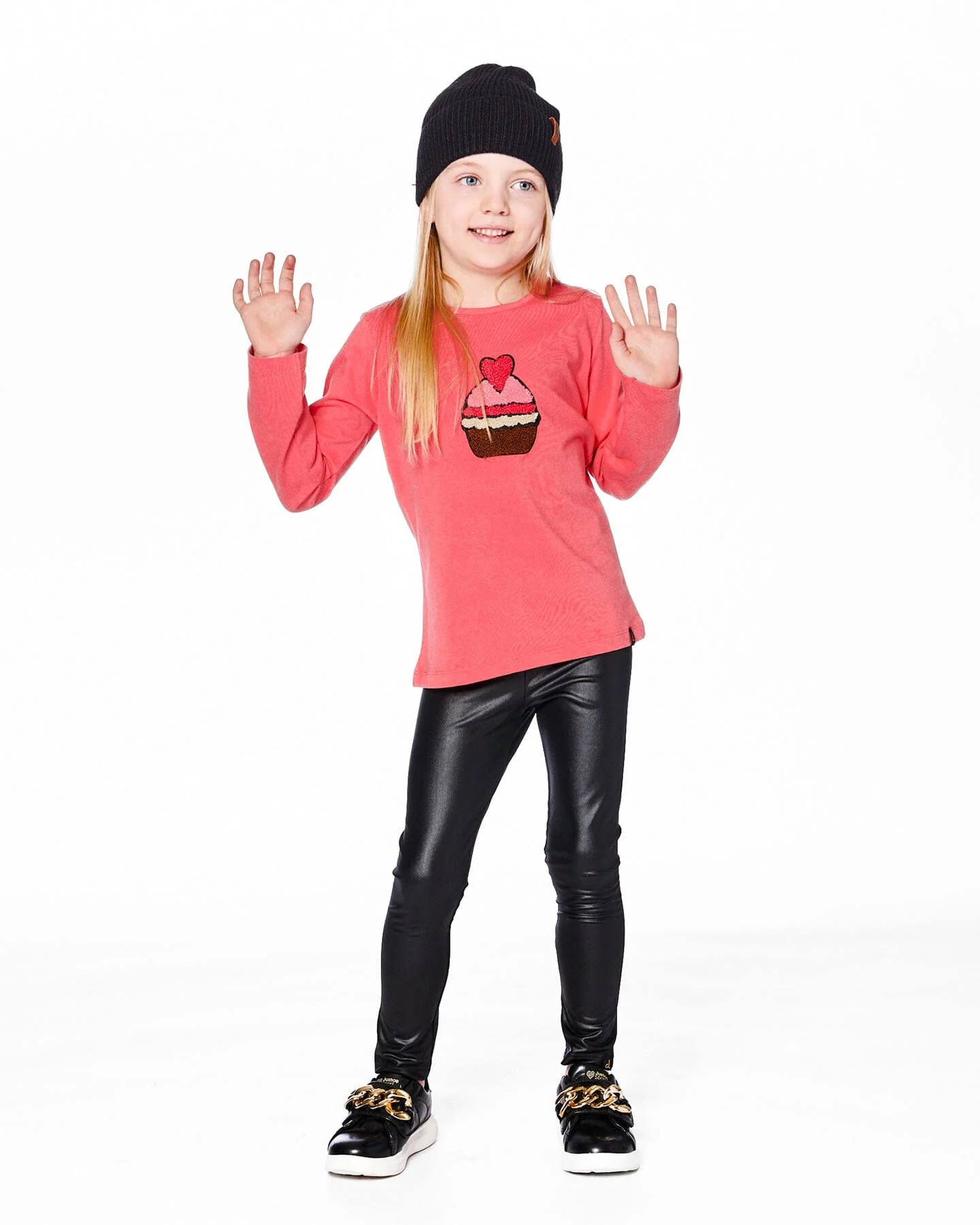 Organic Cotton T-Shirt Coral With Cupcake