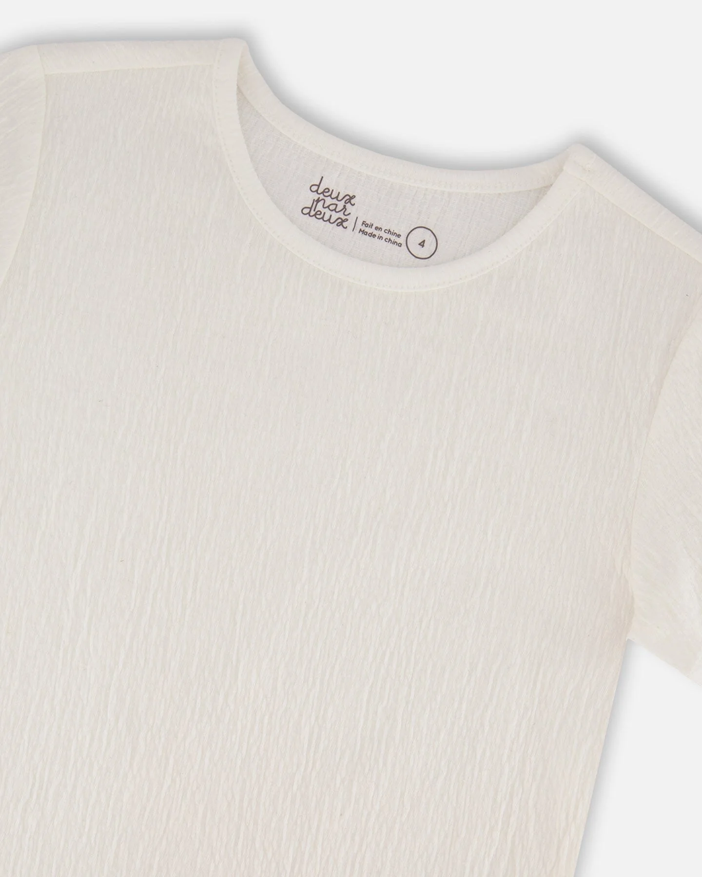 Crinkle Short Sleeve Top White