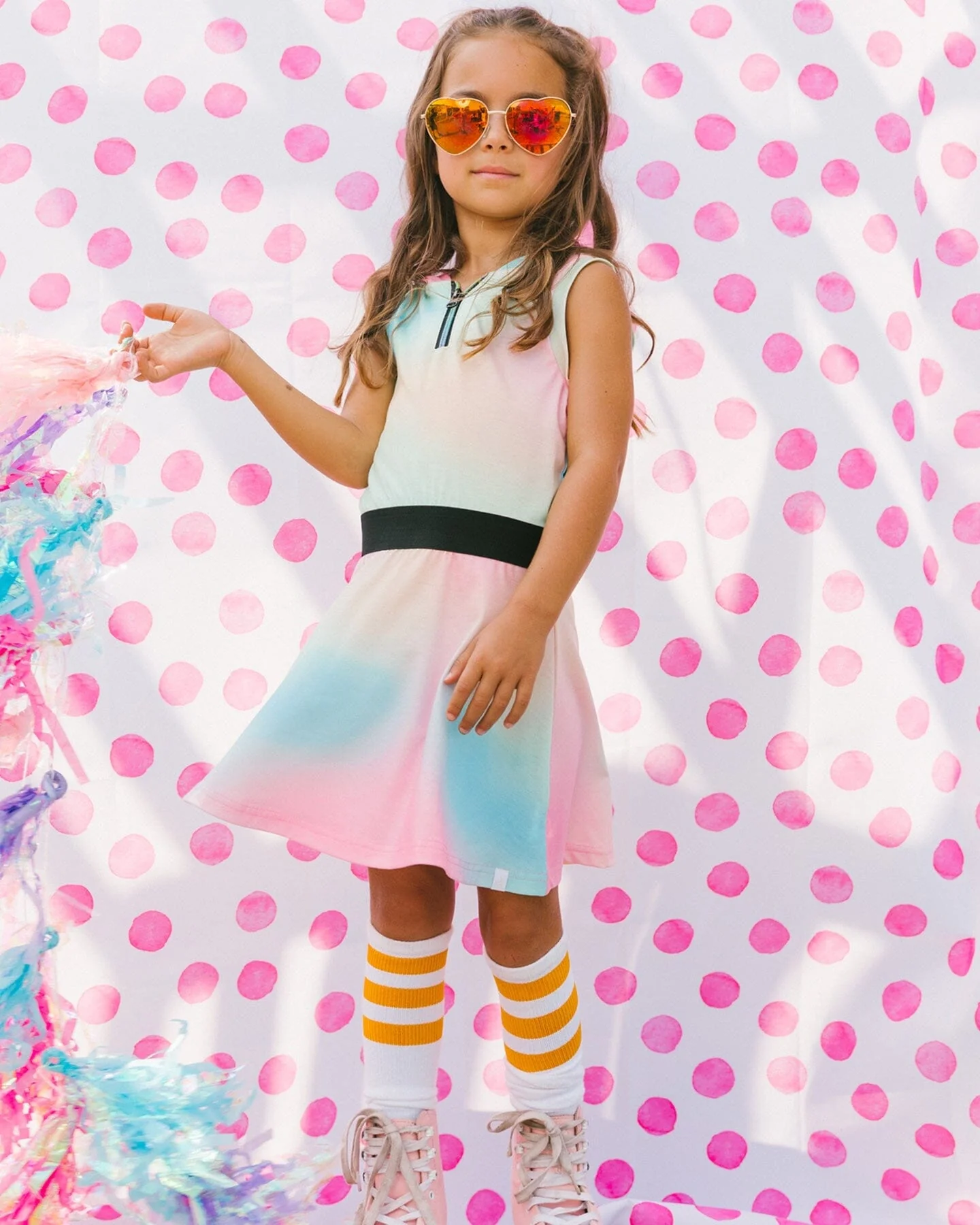 Hooded Dress With Elastic Waist Multicolored Tie Dye