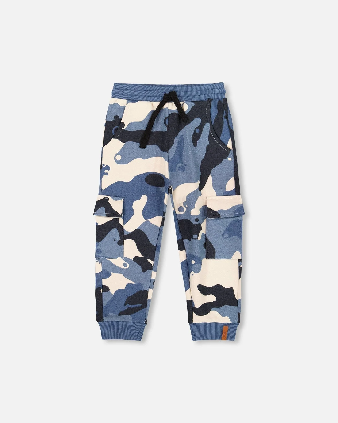 Fleece Sweatpants With Cargo Pockets Blue Camouflage