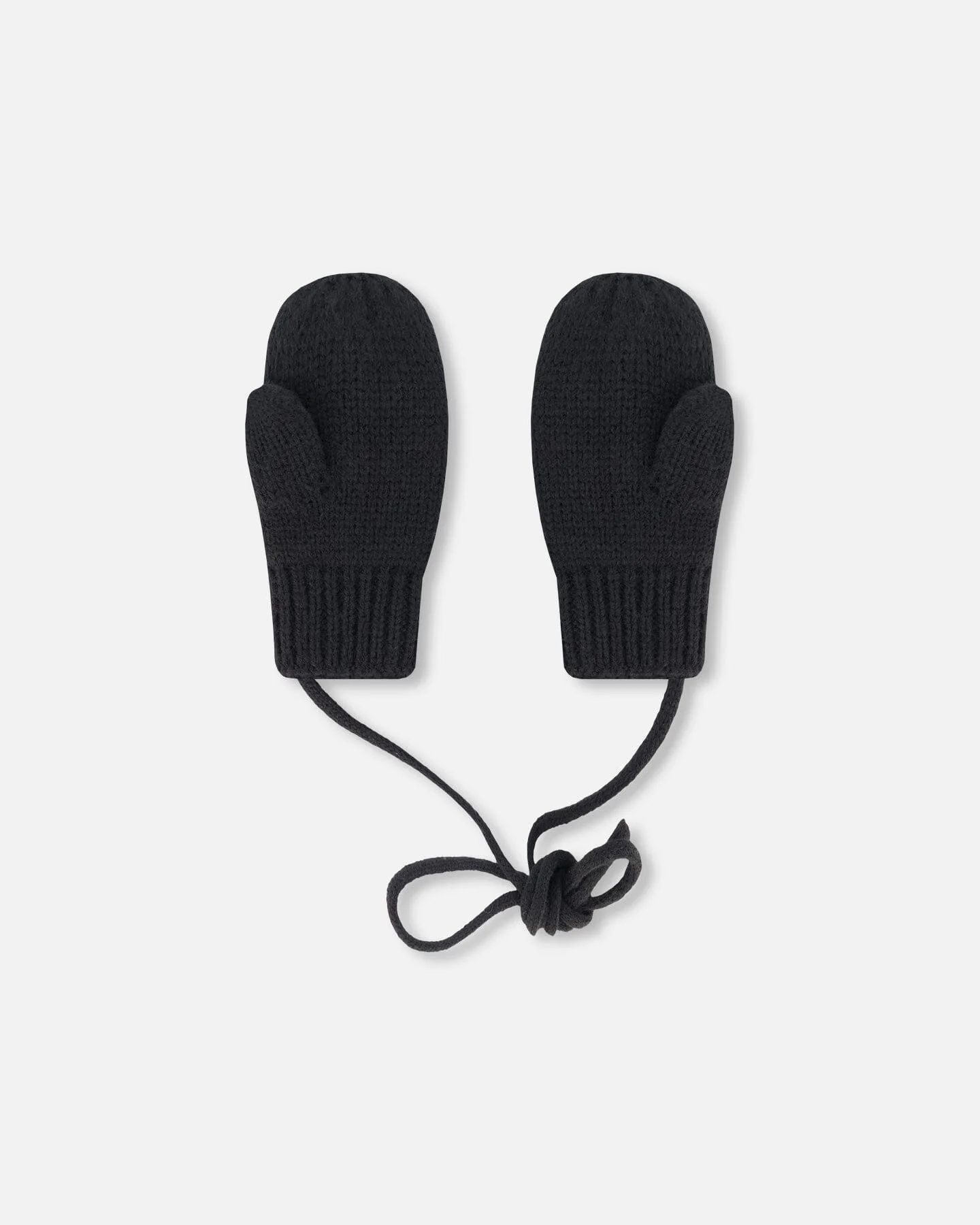 Baby Knit Mittens With String Black
