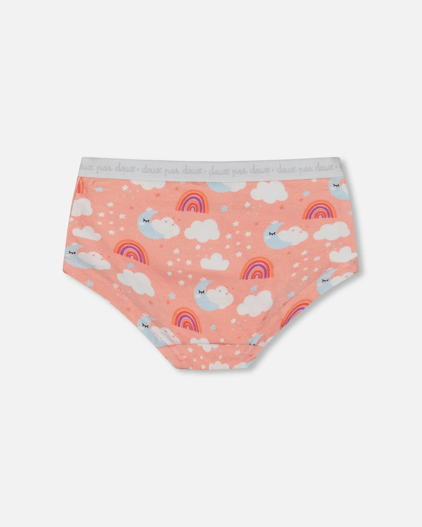 Printed Organic Cotton Boyshort Panty Rainbow On Light Coral