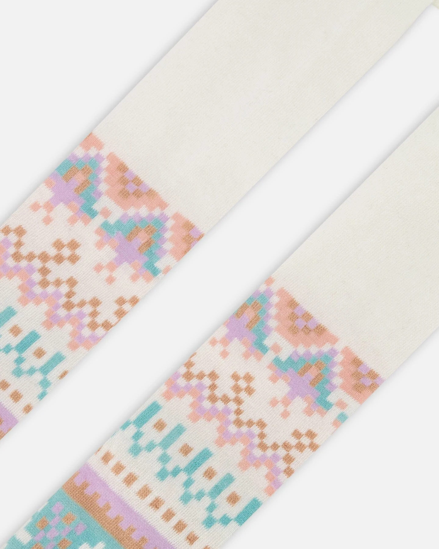 Knit Tights White Pink And Turquoise With Norwegian Jacquard