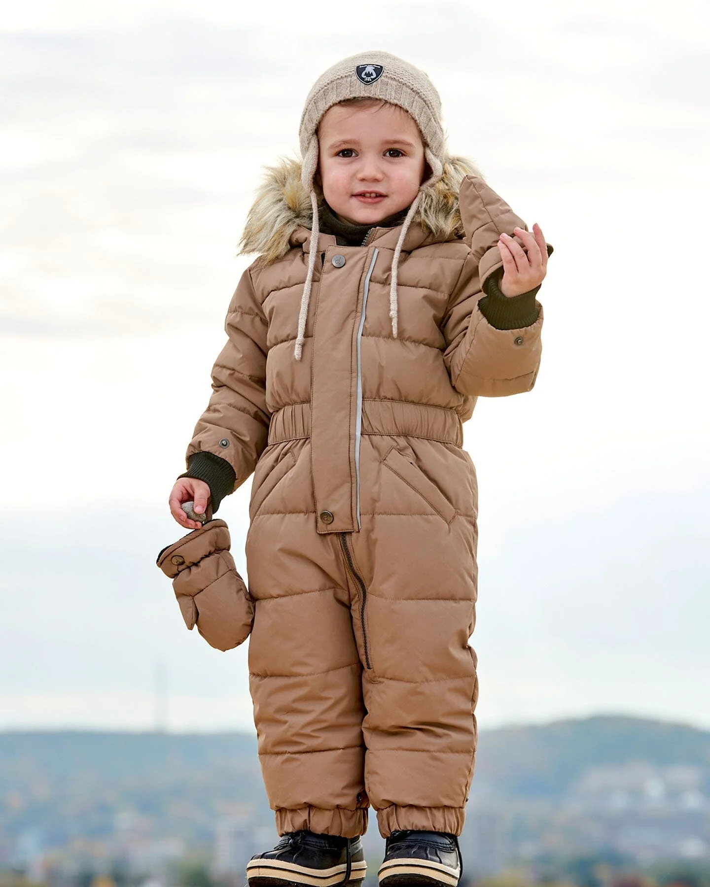 One Piece Baby Snowsuit Coffee