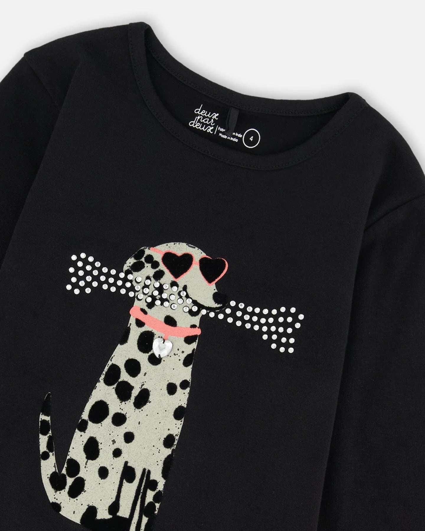 Organic Cotton T-Shirt Black With Dalmatian