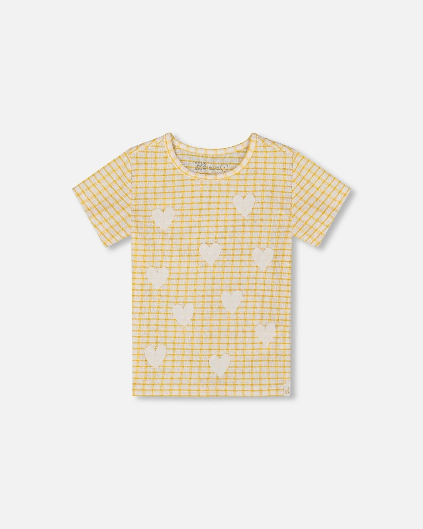 Crinkle Top With Applique Pale Yellow And White