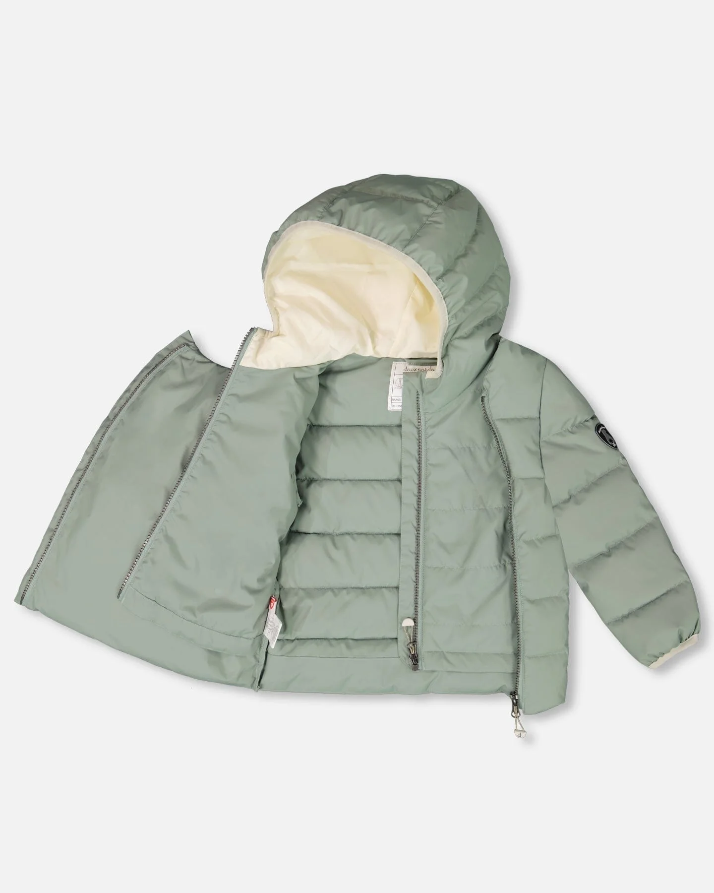 Compressible Winter Puffy Coat Designed For Car Seat Sage Green