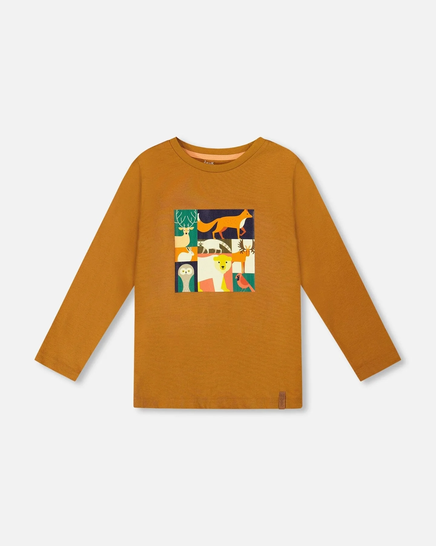 Long Sleeve Cotton Jersey Tee Shirt Orange Brown