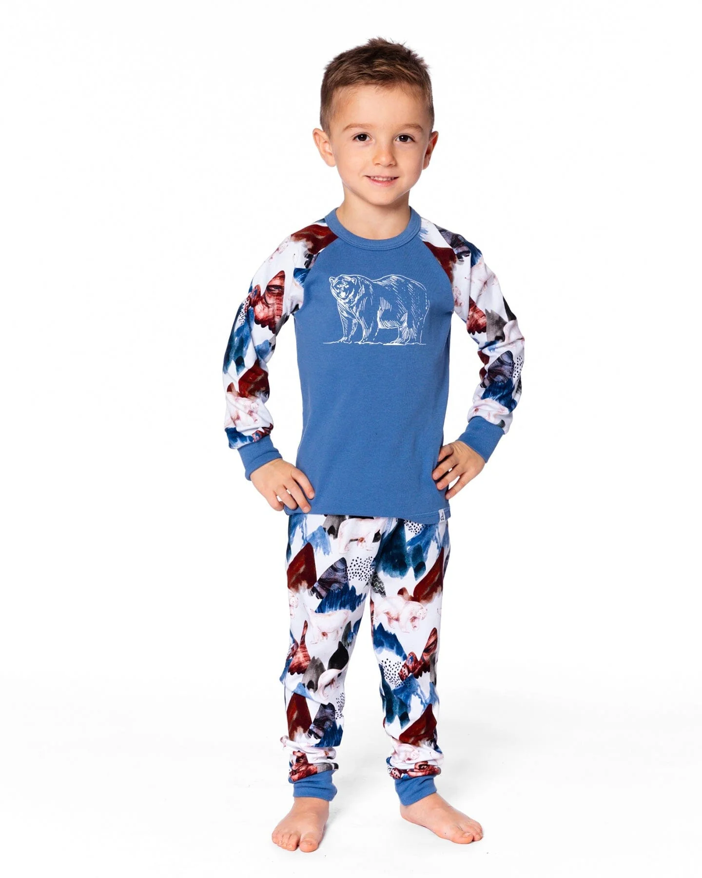 Two-Piece Organic Cotton Pajama Set White Bear Print