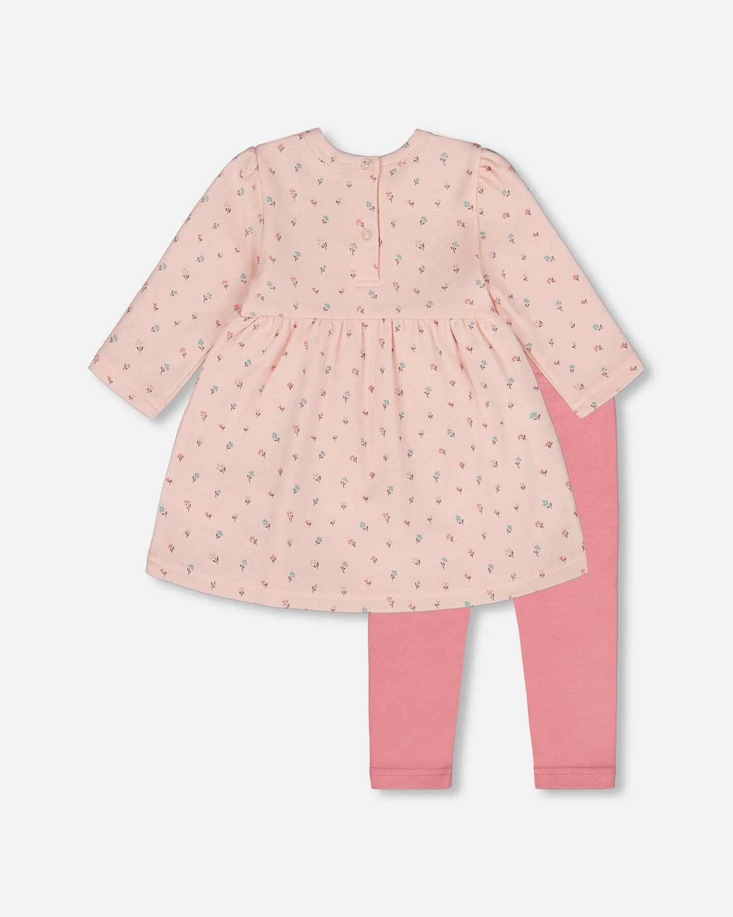 Organic Cotton Dress And Leggings Set Pink Mini Floral
