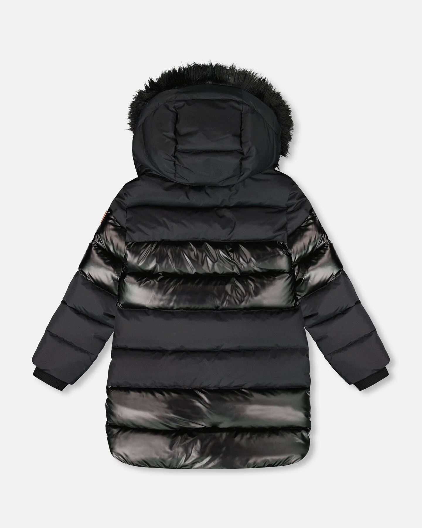Long Metallic Puffy Coat Black