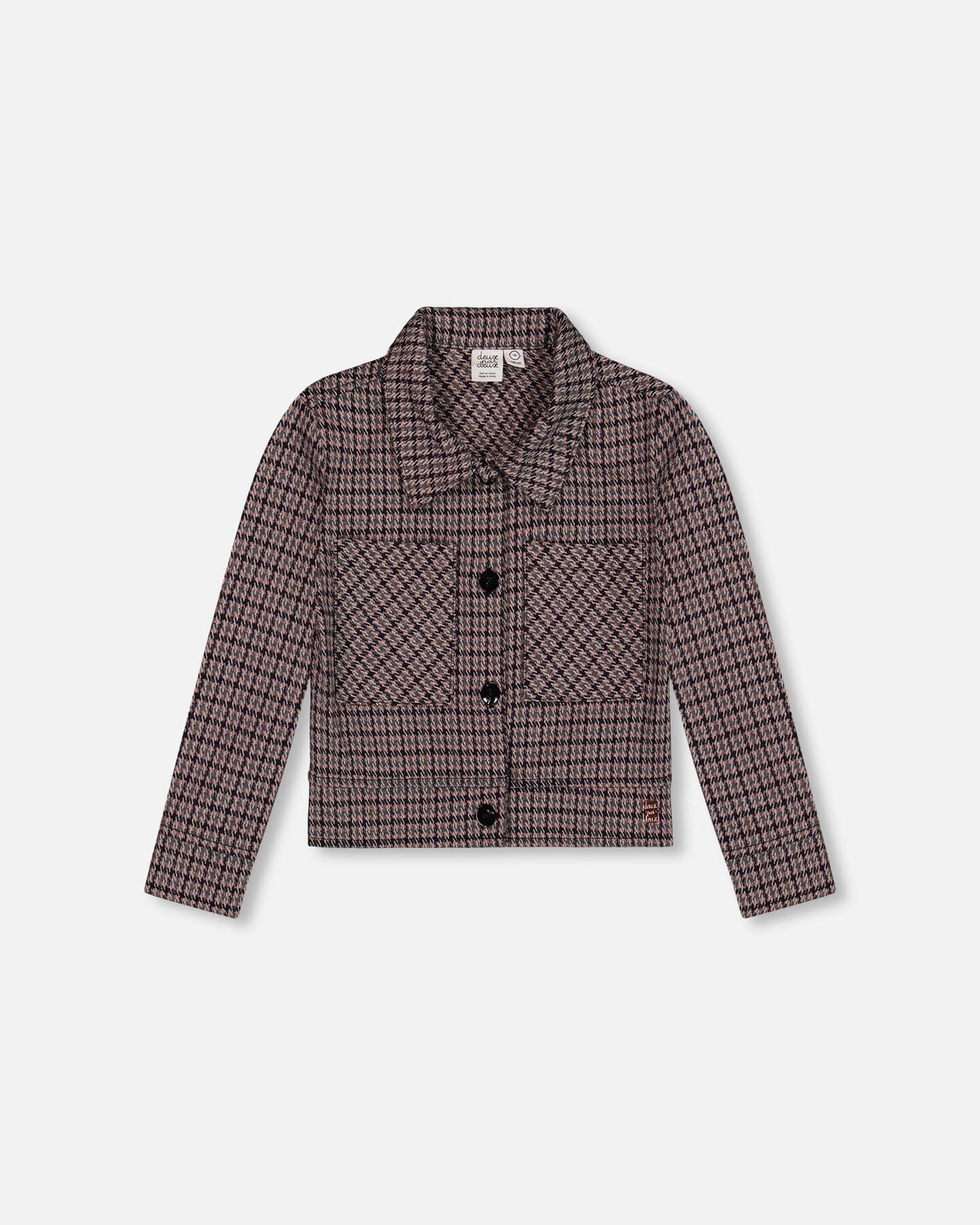 Jacquard Knit Jacket With Houndstooth Pattern