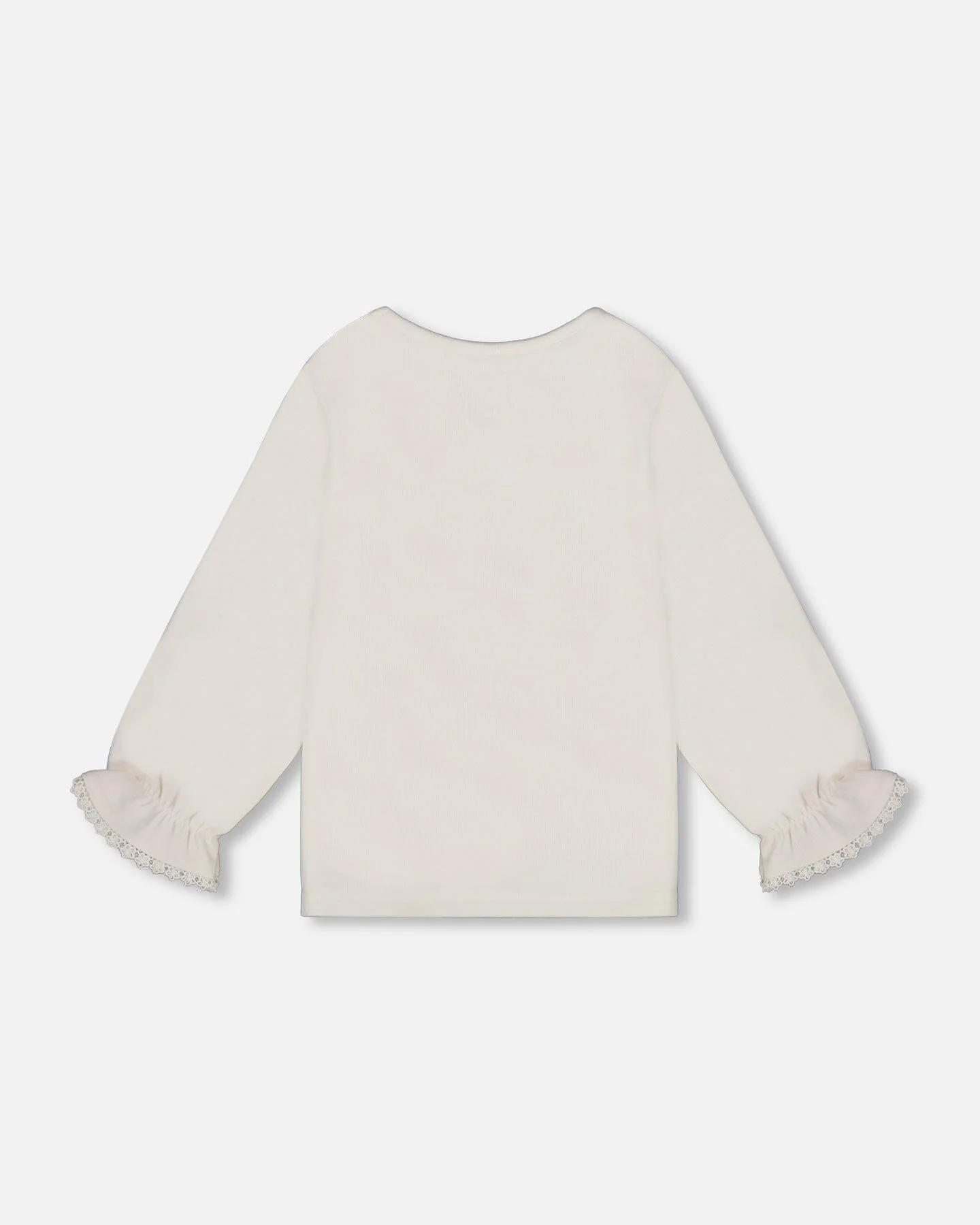 Jersey Top Off-White With Embroidered Floral Sleeves