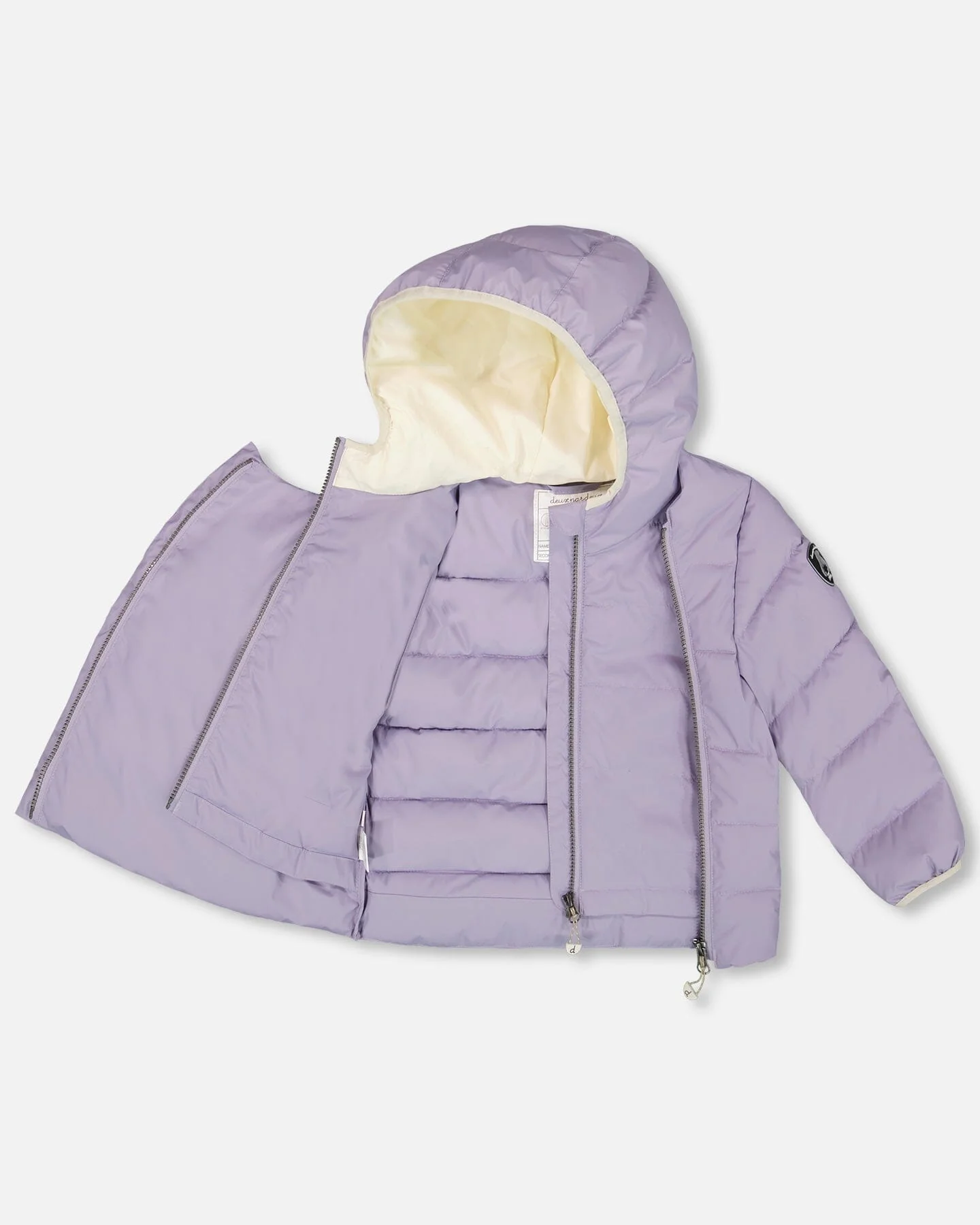 Compressible Winter Puffy Coat Designed For Car Seat Purple Gray
