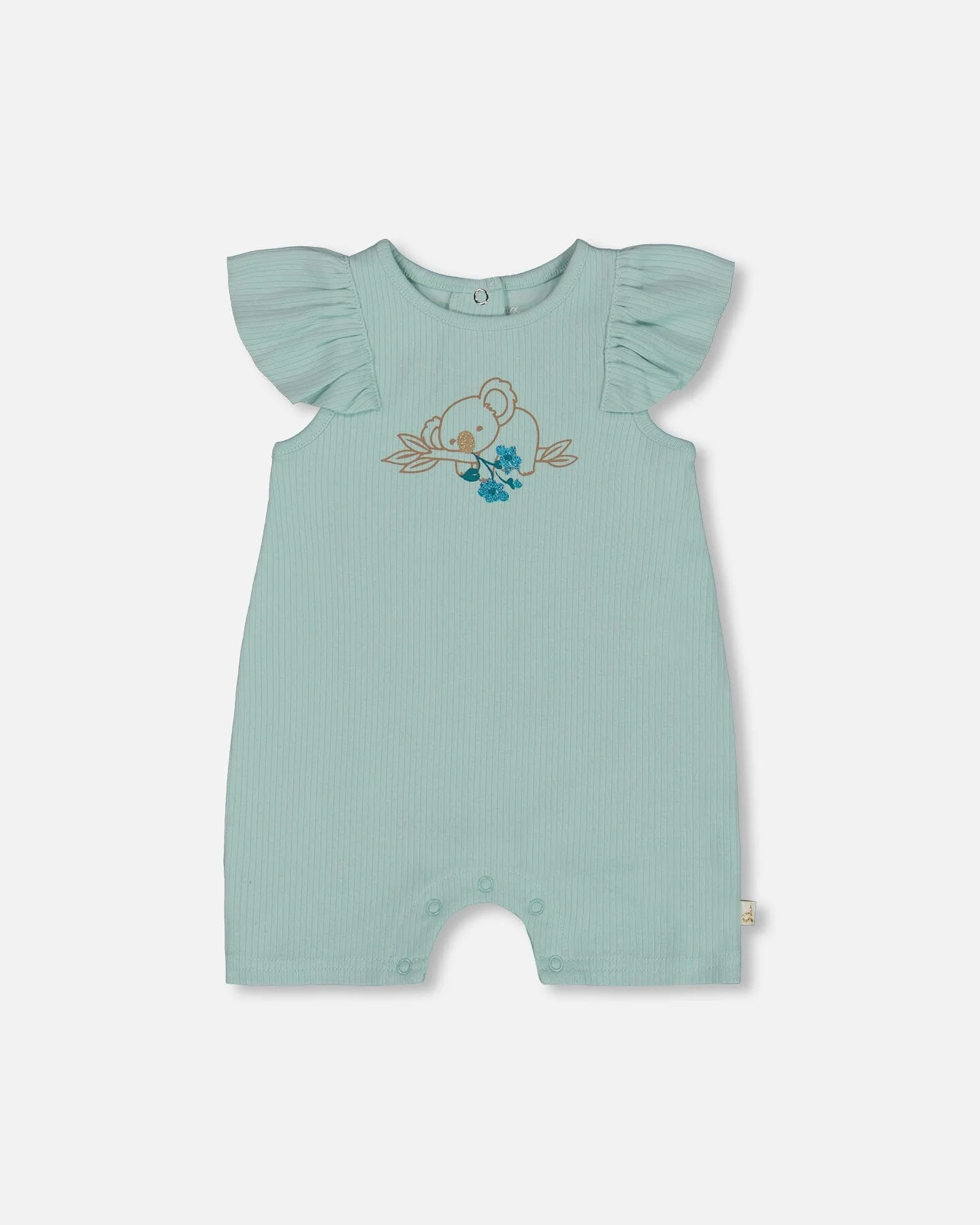 Organic Cotton Romper With Frills Light Blue