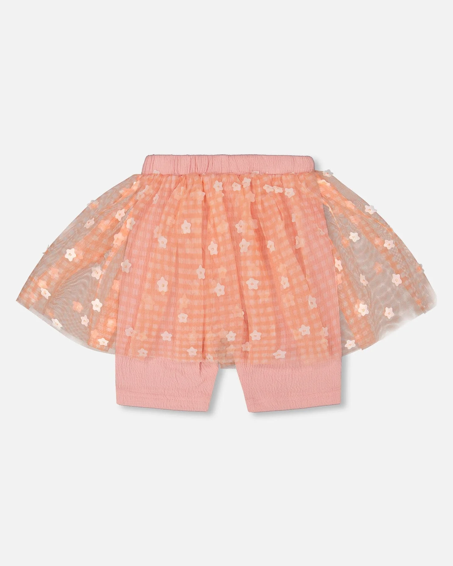Crinkle Biker Short With Flower Mesh Skirt Light Old Pink