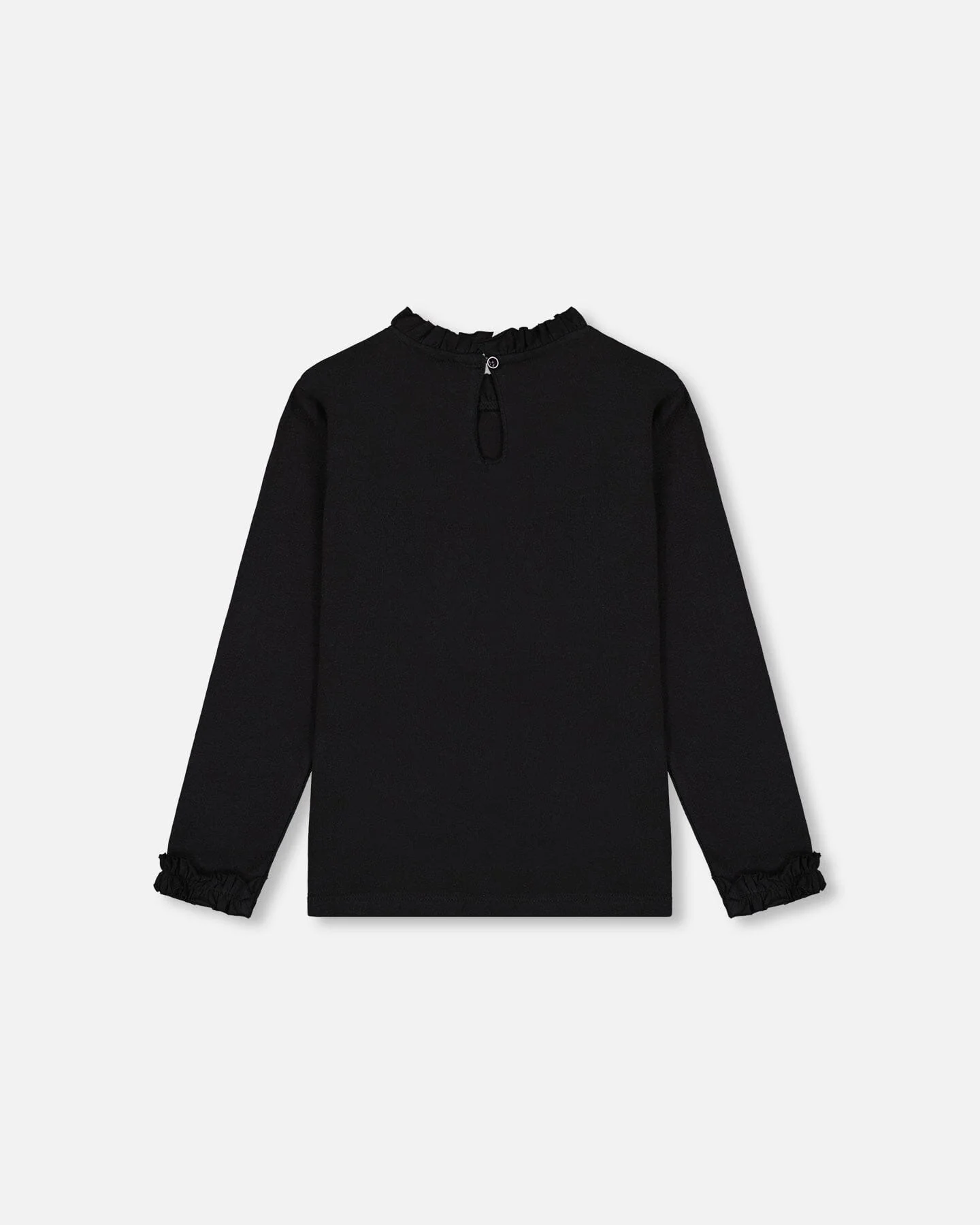 T-Shirt With Frill And Print Black