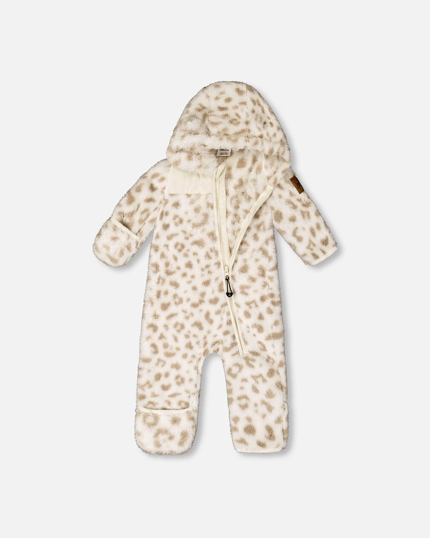 Baby Mid-Season Plush One Piece Outerwear Cream Leopard Print