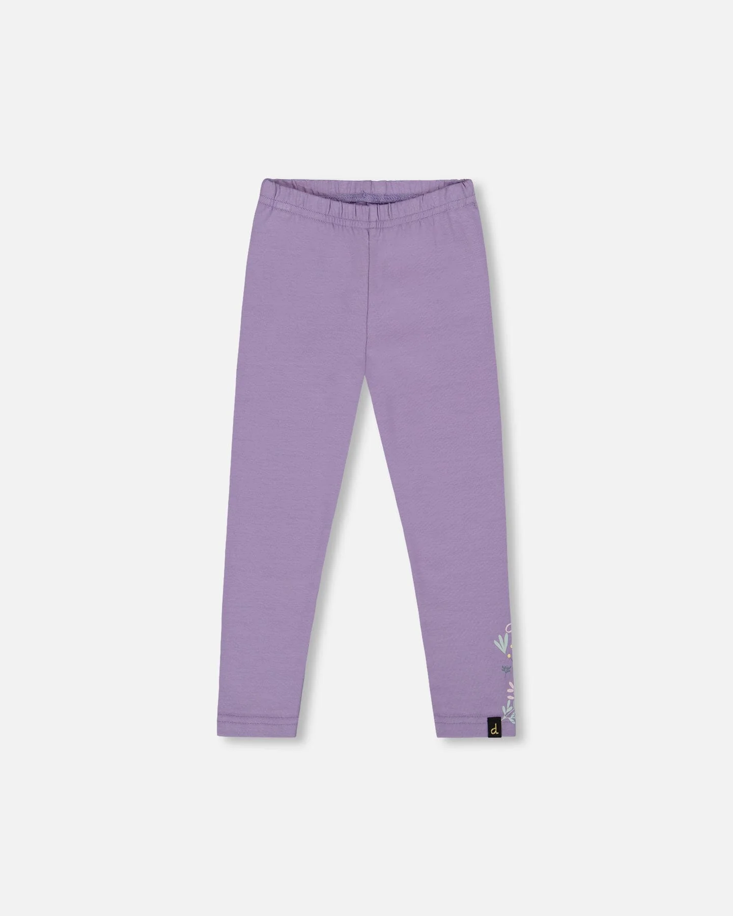 Organic Cotton Jersey Leggings Purple Gray With Floral Detail
