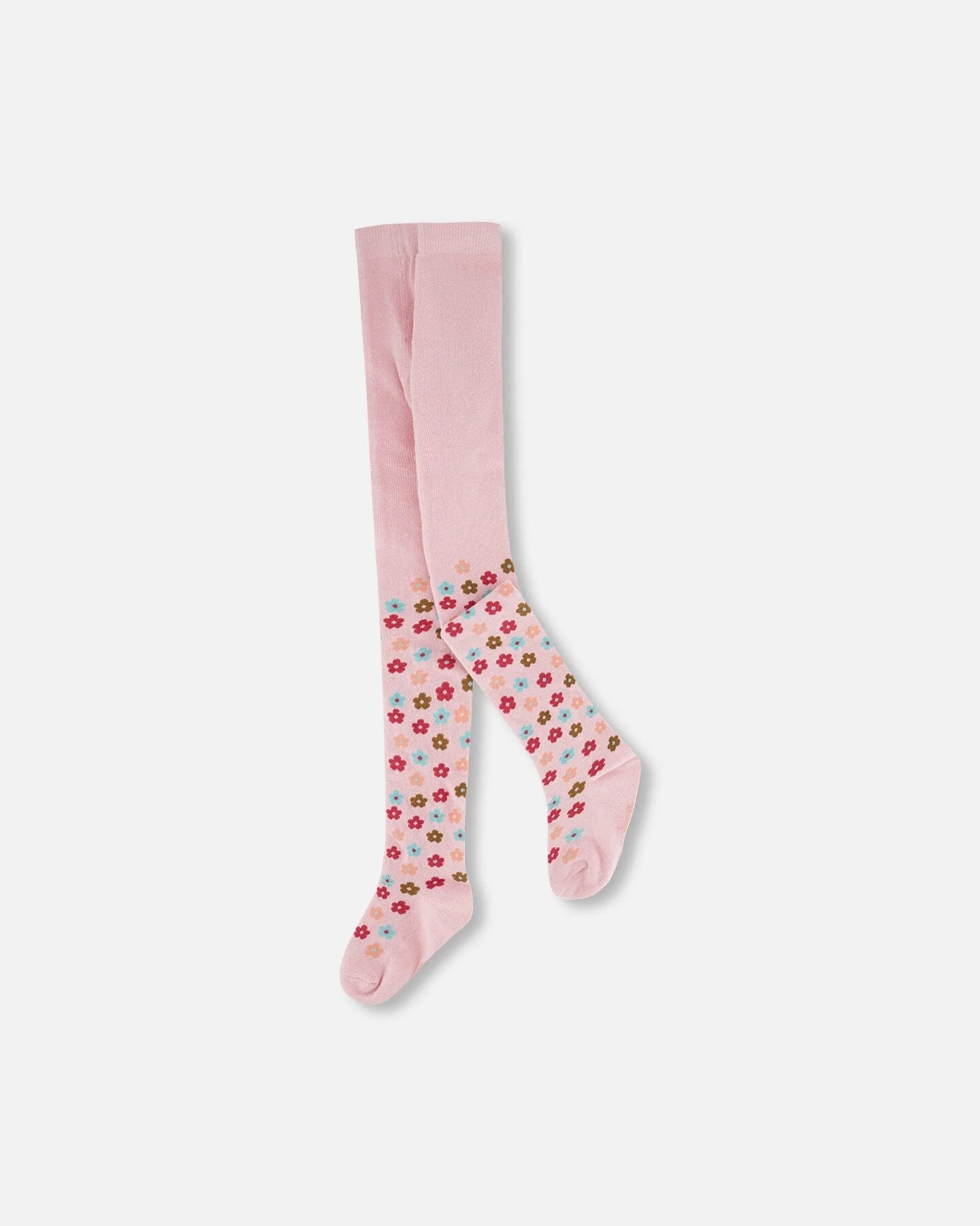 Knit Tights Light Pink With Flowers
