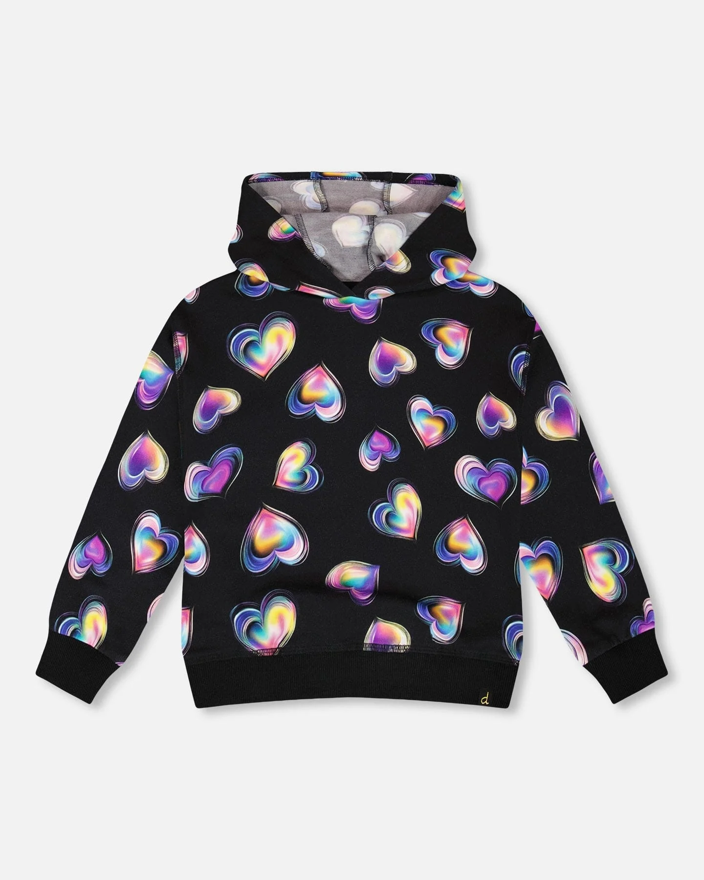 Fleece Hoodie Black And Multicolor