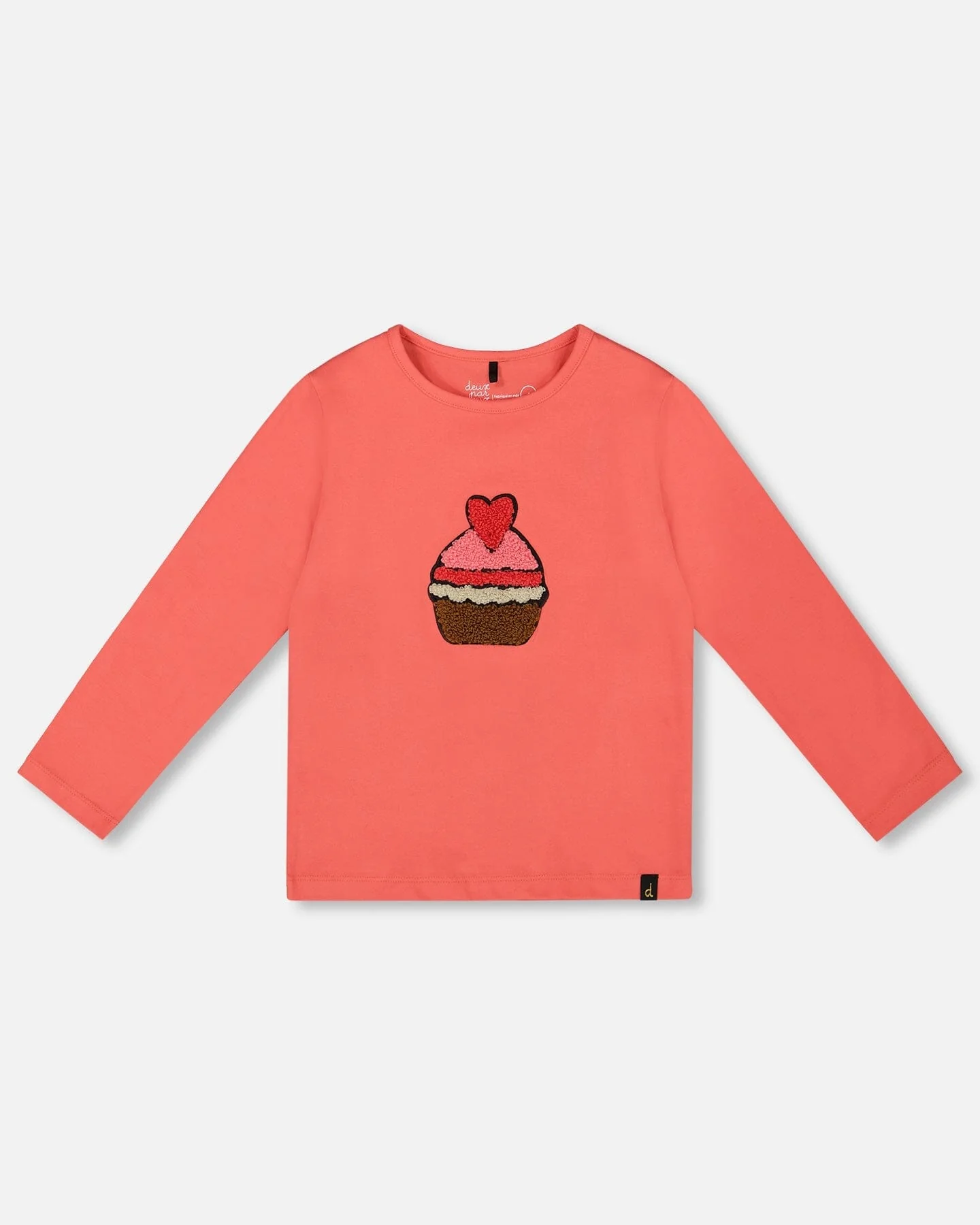 Organic Cotton T-Shirt Coral With Cupcake