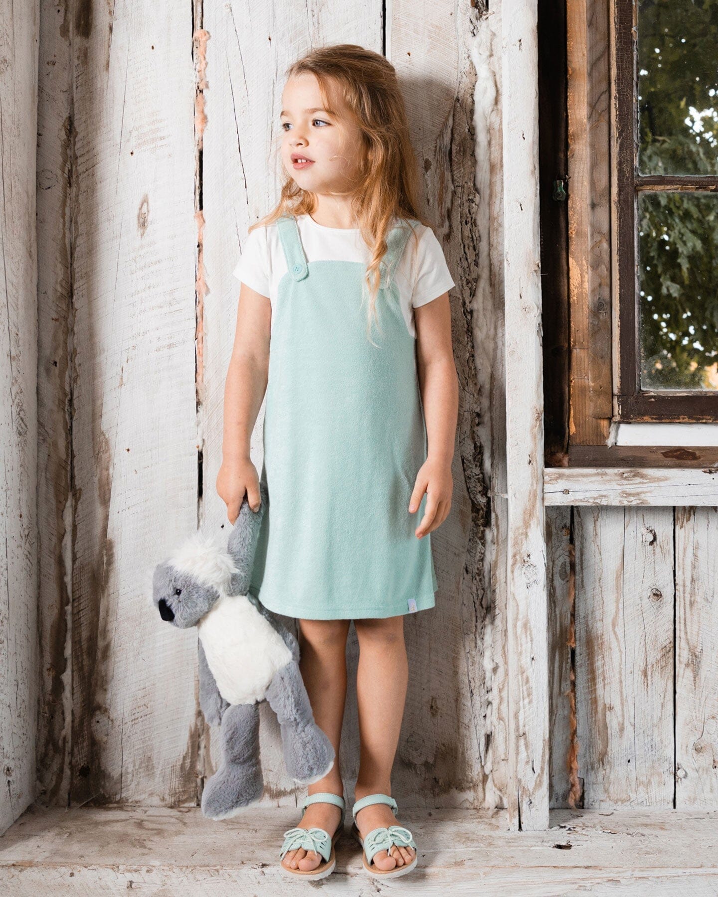Terry Cloth Dress Turquoise And Off-White