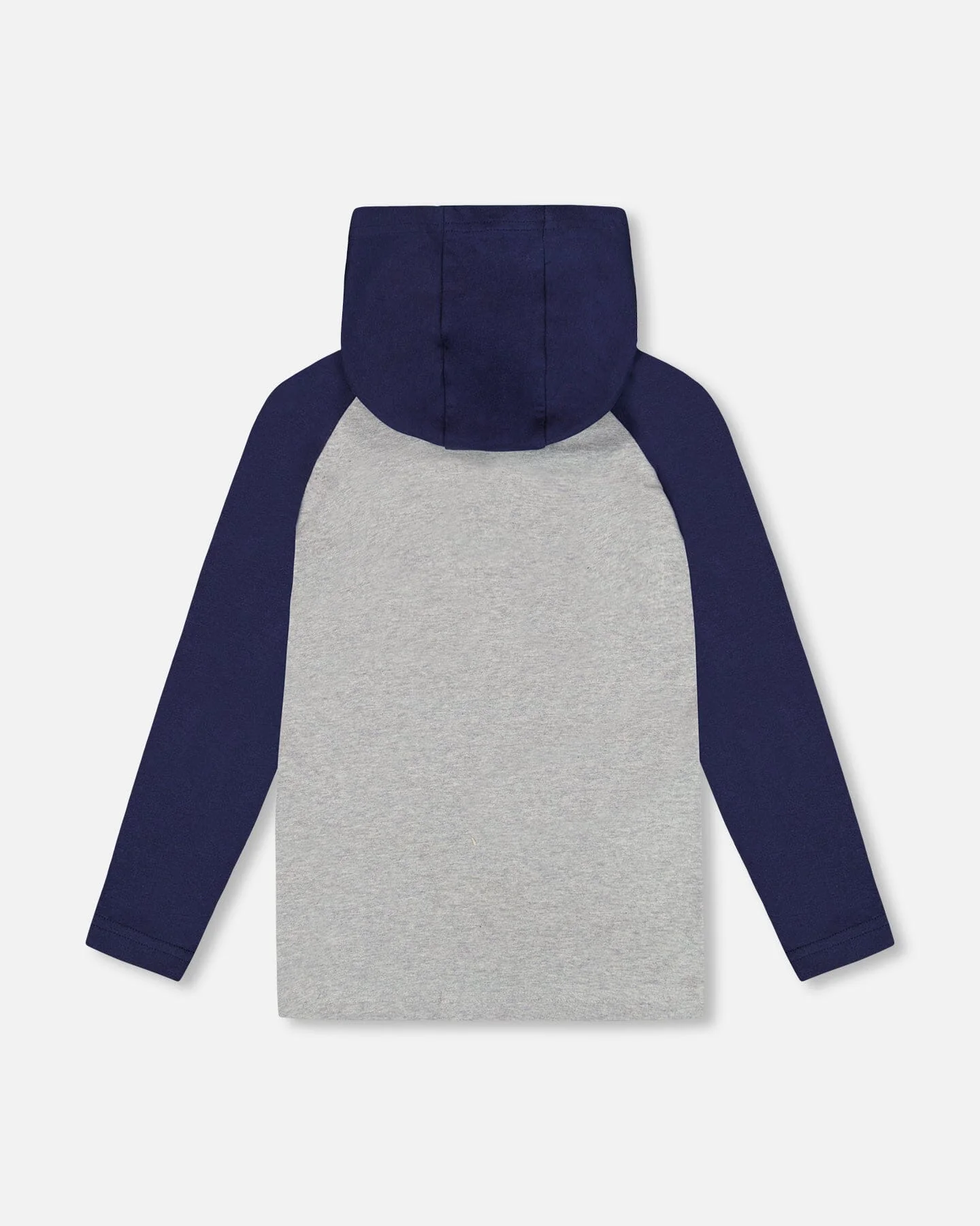 Organic Cotton Jersey Hooded Raglan Sleeve Tee Navy Blue