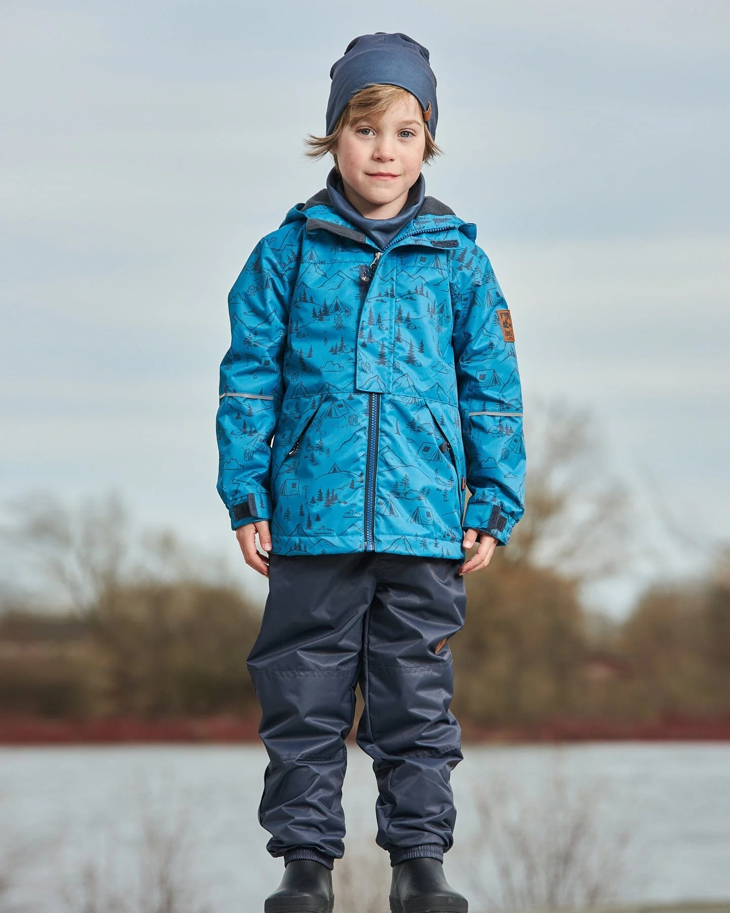 Two-Piece Mid-Season Outerwear Set Blue And Gray