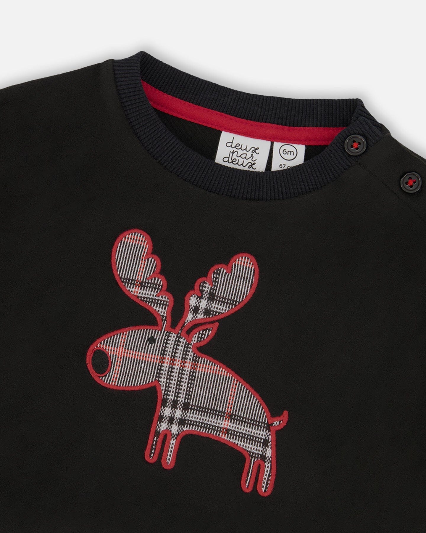 Sweater And Cargo Pants Set Black With Moose Applique