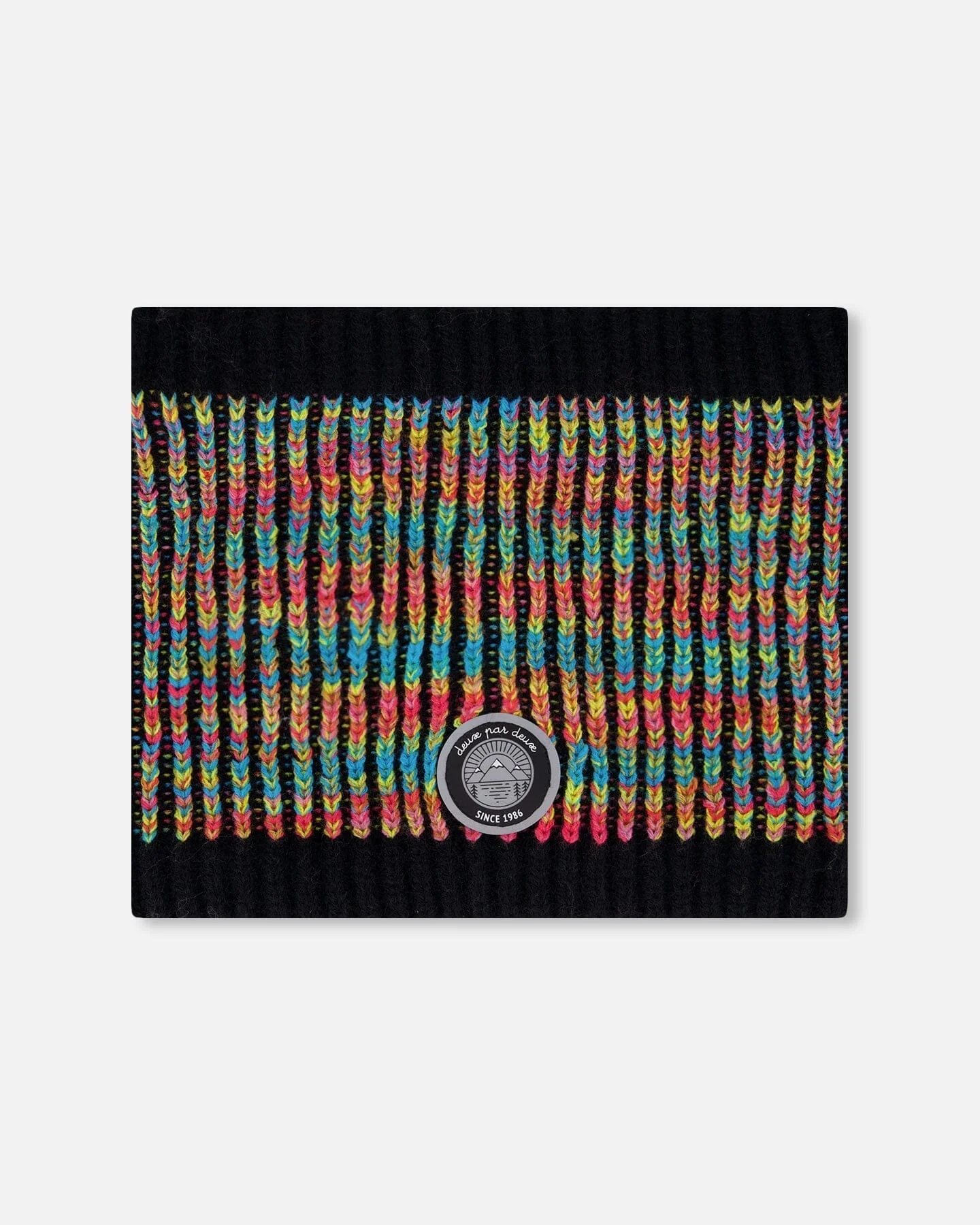 Lined Knit Neckwarmer Black And Multicolor