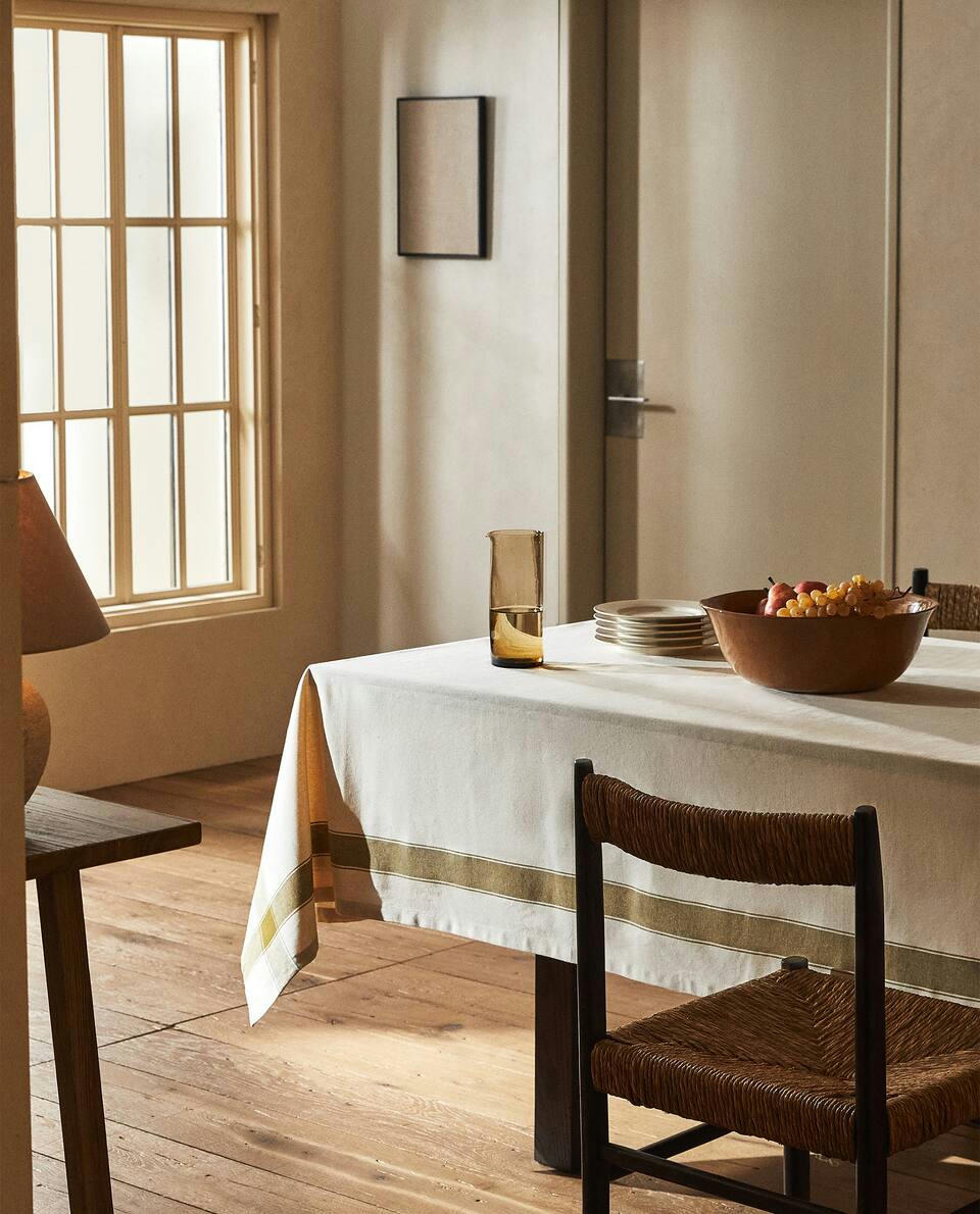 DYED THREAD COTTON TABLECLOTH